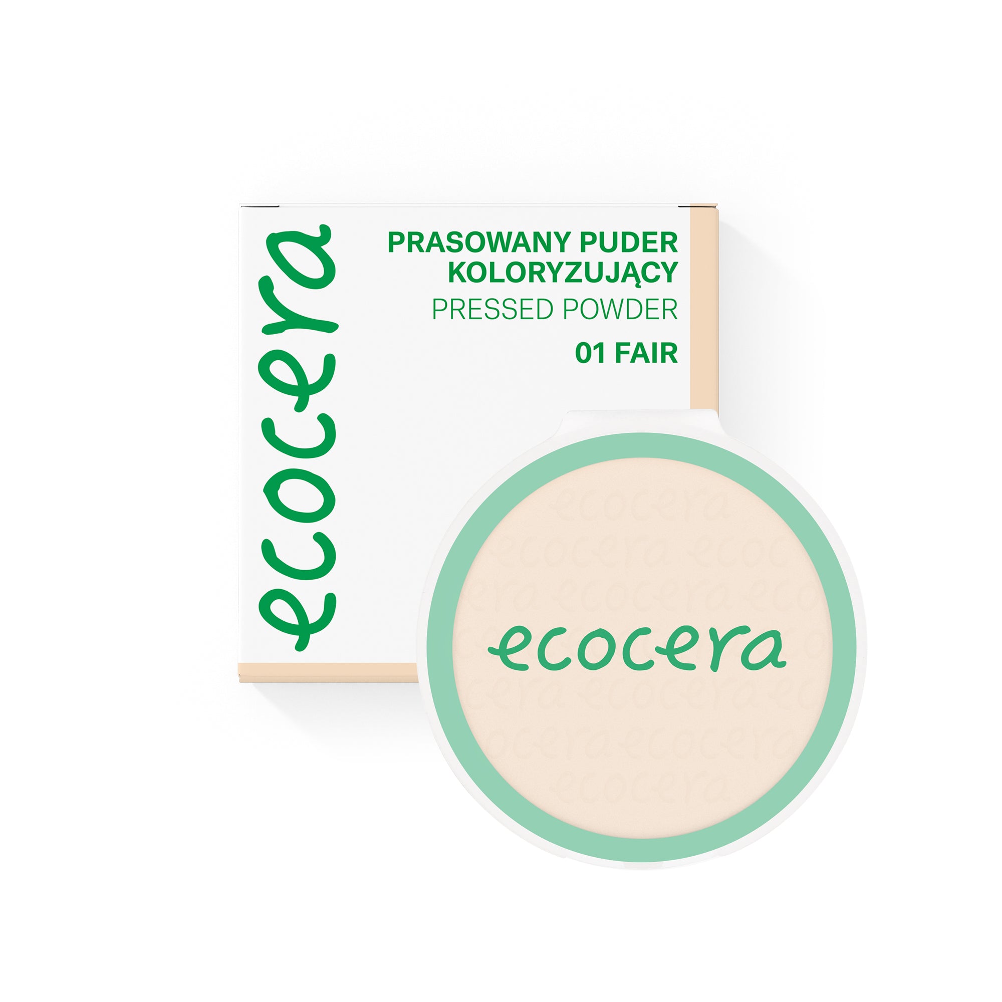 ECOCERA Prasowany puder koloryzujący 01 Fair – jasny, neutralny odcień i naturalny mat 10g
