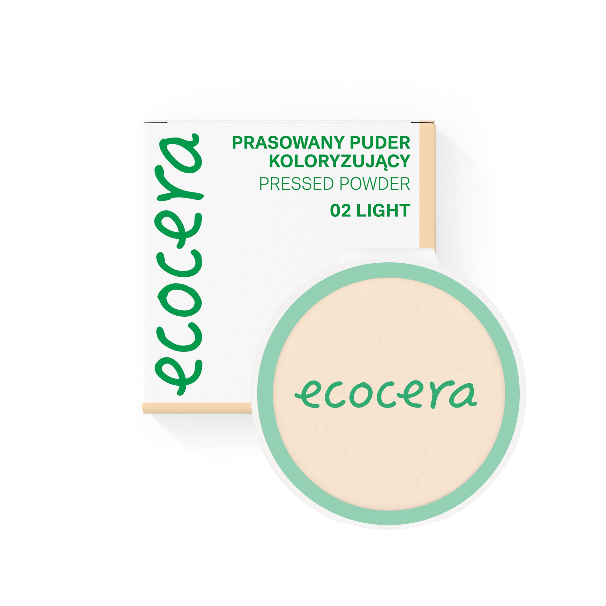 ECOCERA Prasowany puder koloryzujący 02 Light – naturalny beż dla jasnej do średniej karnacji 10g