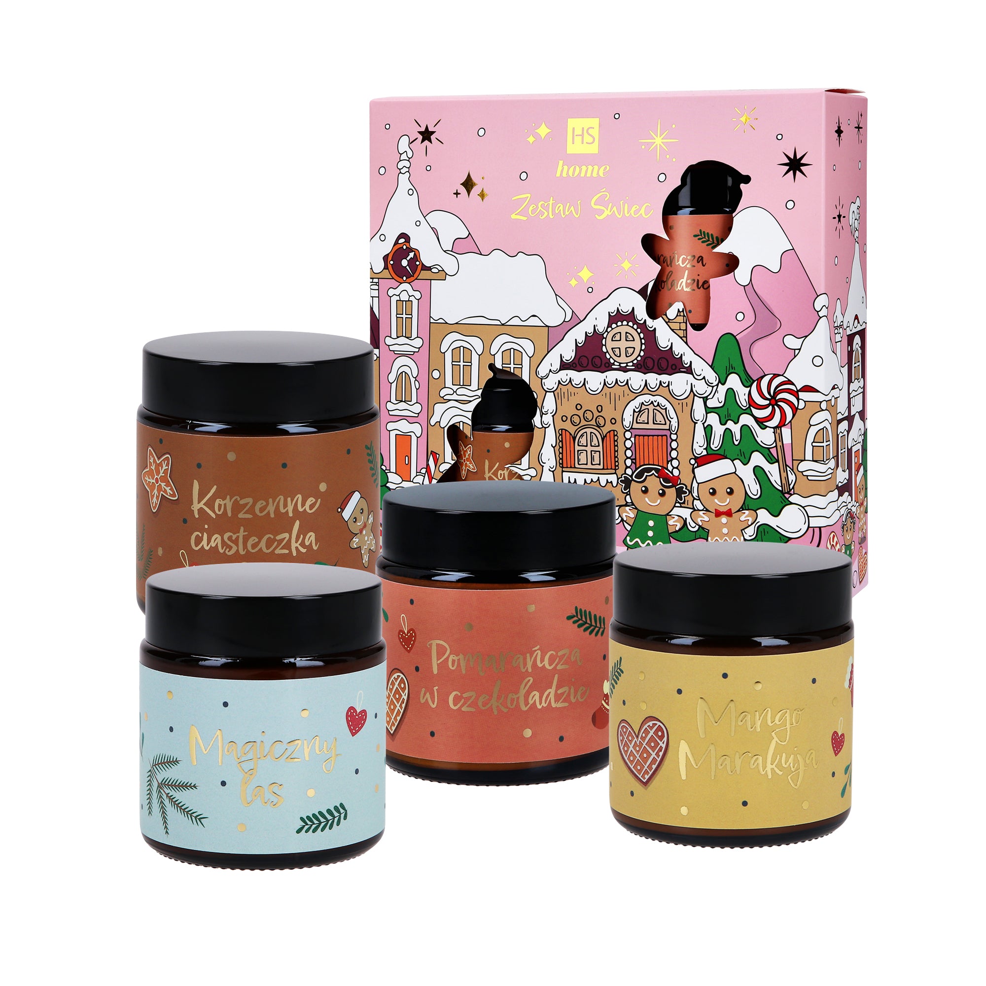 HISKIN HOME Set di candele di soia natalizie 4x100ml