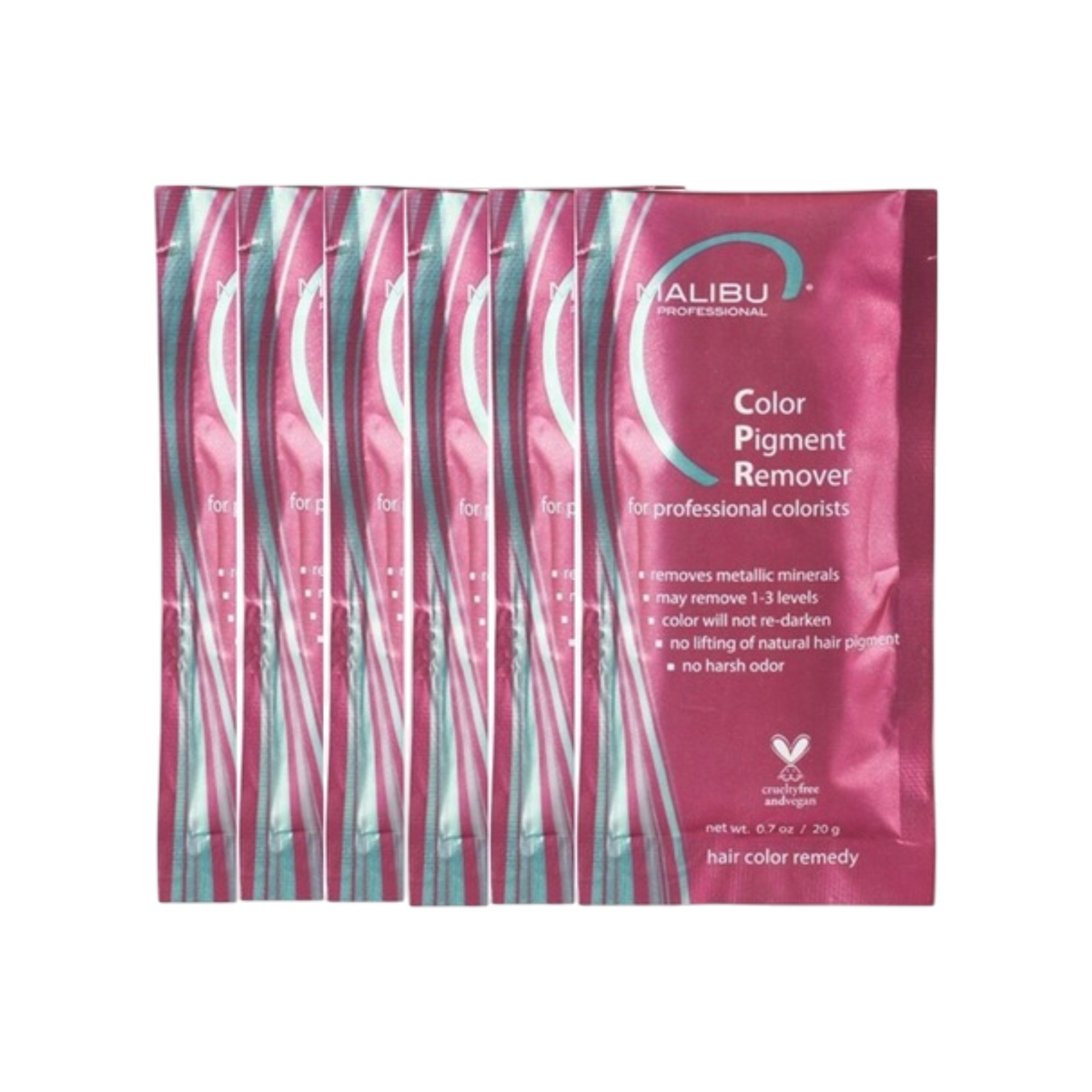 MALIBU C CPR COLOR PIGMENT REDUCER X6 Set professionale per la correzione del colore dei capelli, 6 x 20 g