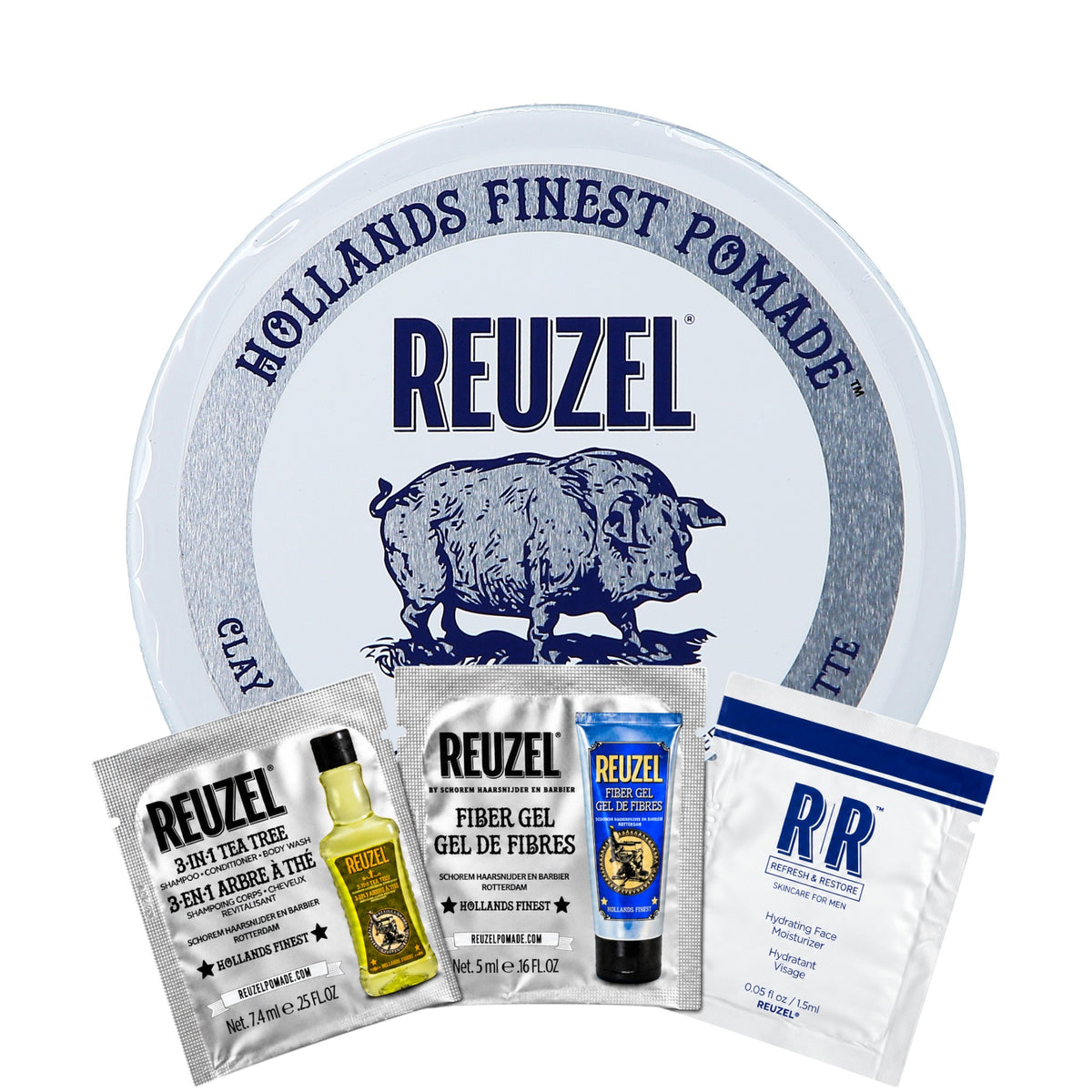 REUZEL CLAY MATTE POMADE Matująca glinka do włosów o średnim utrwaleniu 95 g + 3 saszetki