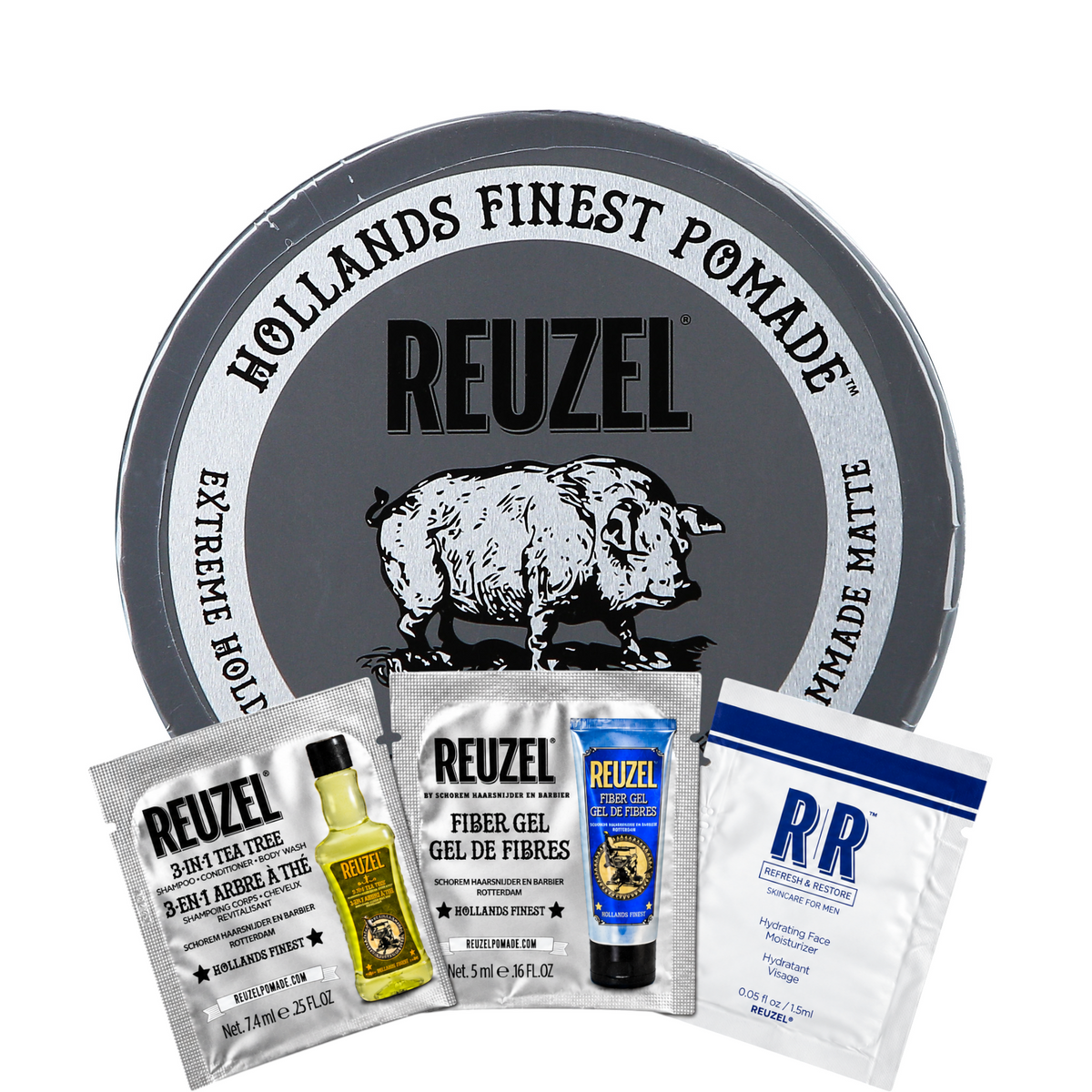 REUZEL EXTREME HOLD MATTE POMADE Super mocna matująca pomada do włosów 95 g + 3 saszetki