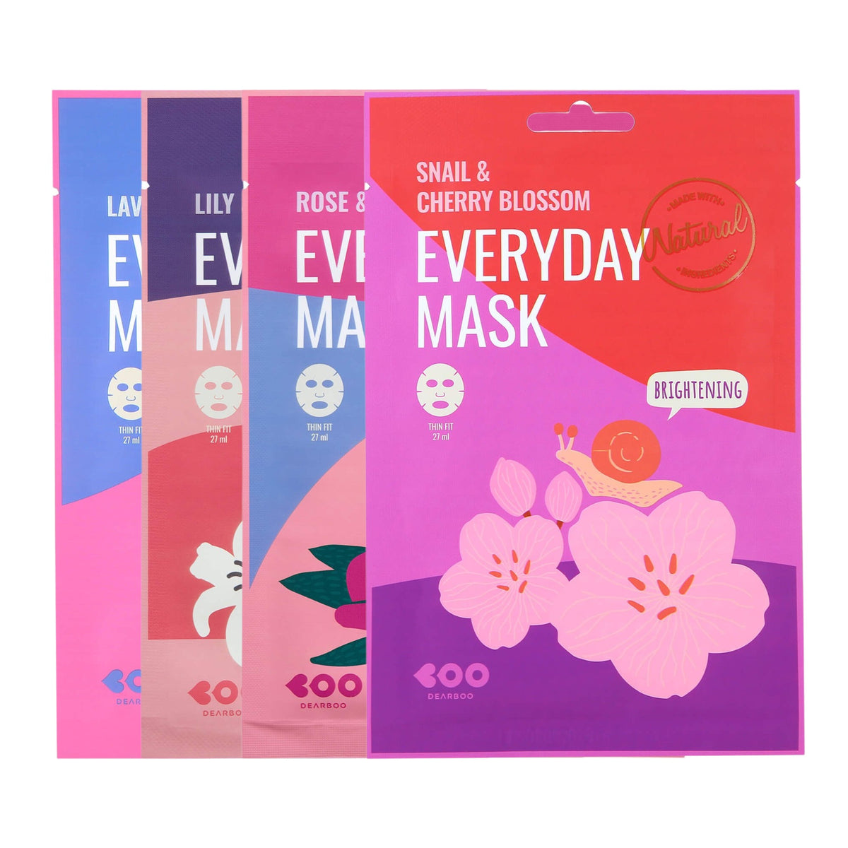 DEARBOO Set di maschere viso, 4 x 27 ml
