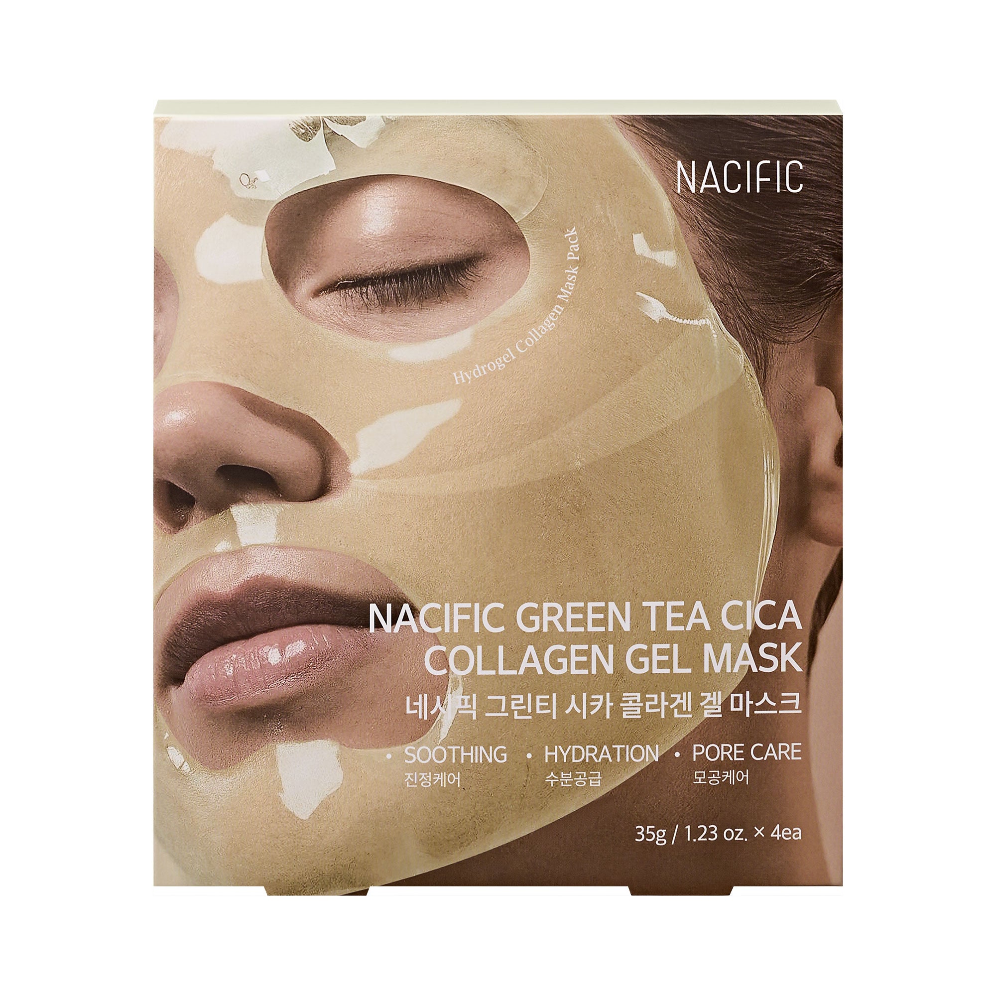 NACIFIC GREEN TEA Cica Collagen Gel Mask – maschera viso idrogel lenitiva e idratante 35 g