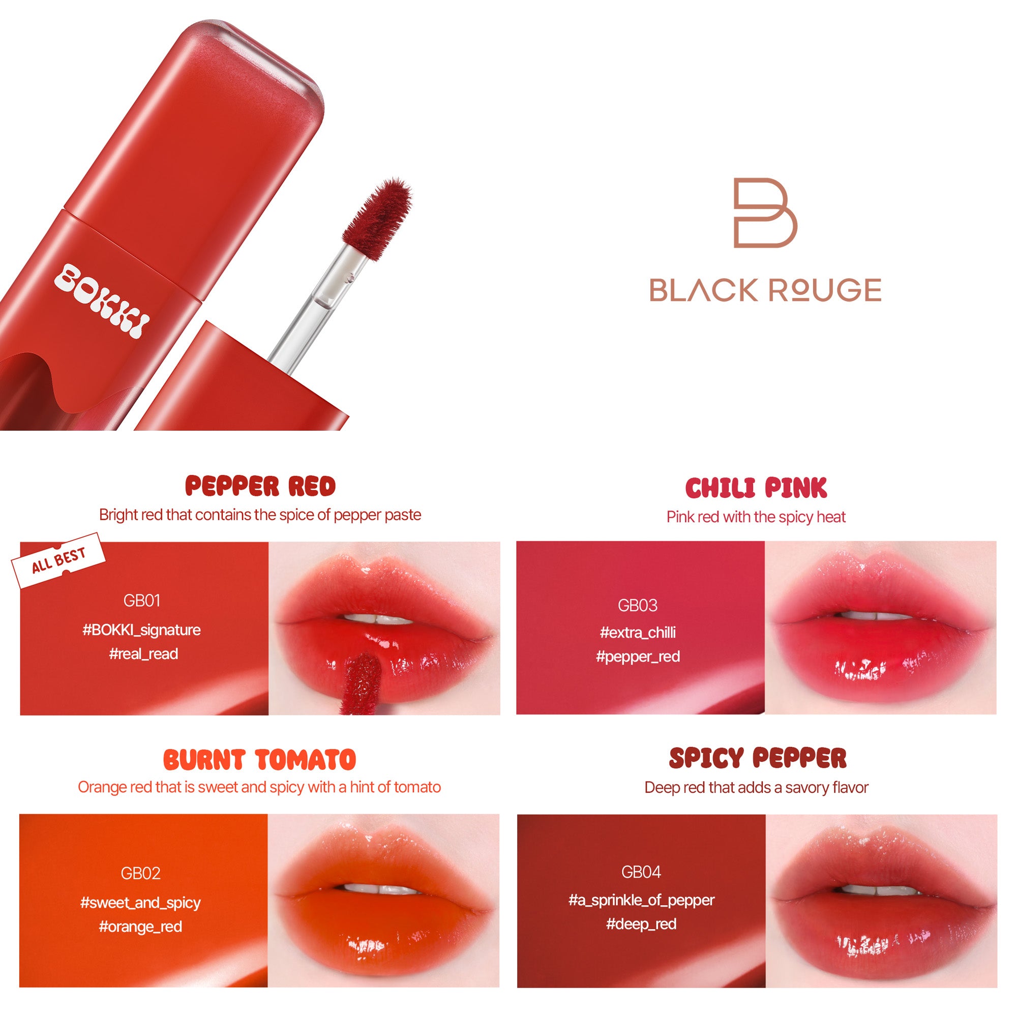 BLACK ROUGE GLOW BOKKI TINT Teinte à lèvres brillante 4,85 g