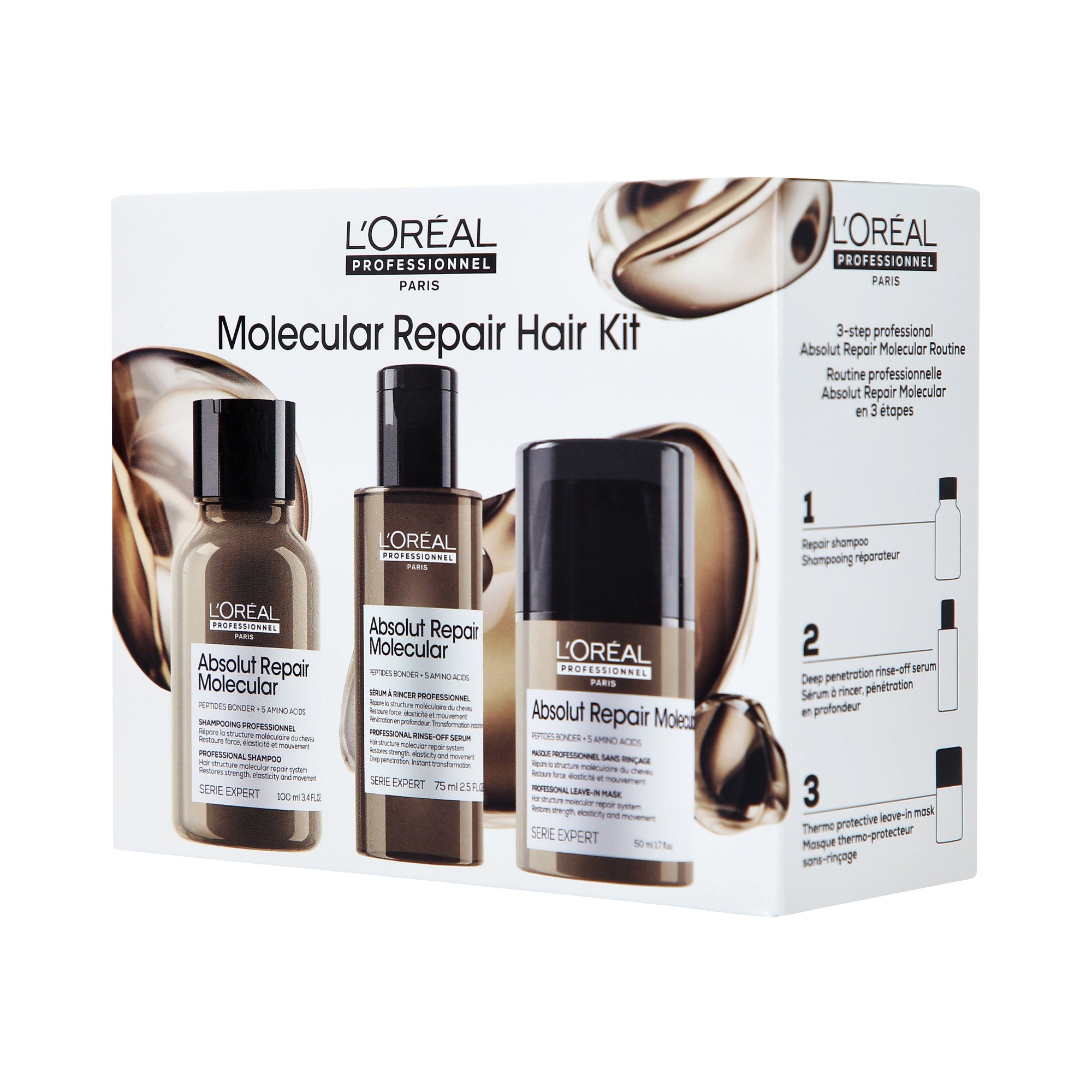 L’OREAL PROFESSIONNEL ABSOLUT REPAIR MOLECULAR DISCOVERY SET Zestaw do pielęgnacji włosów zniszczonych 75 ml + 100 ml + 50 ml