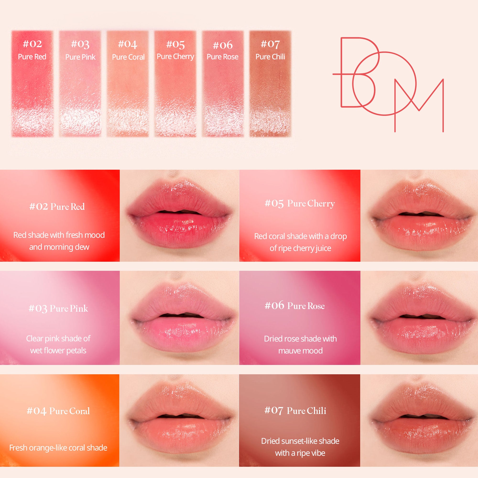B.O.M DEWY LIP BALM Halbtransparenter Lippenstift 4,5 g