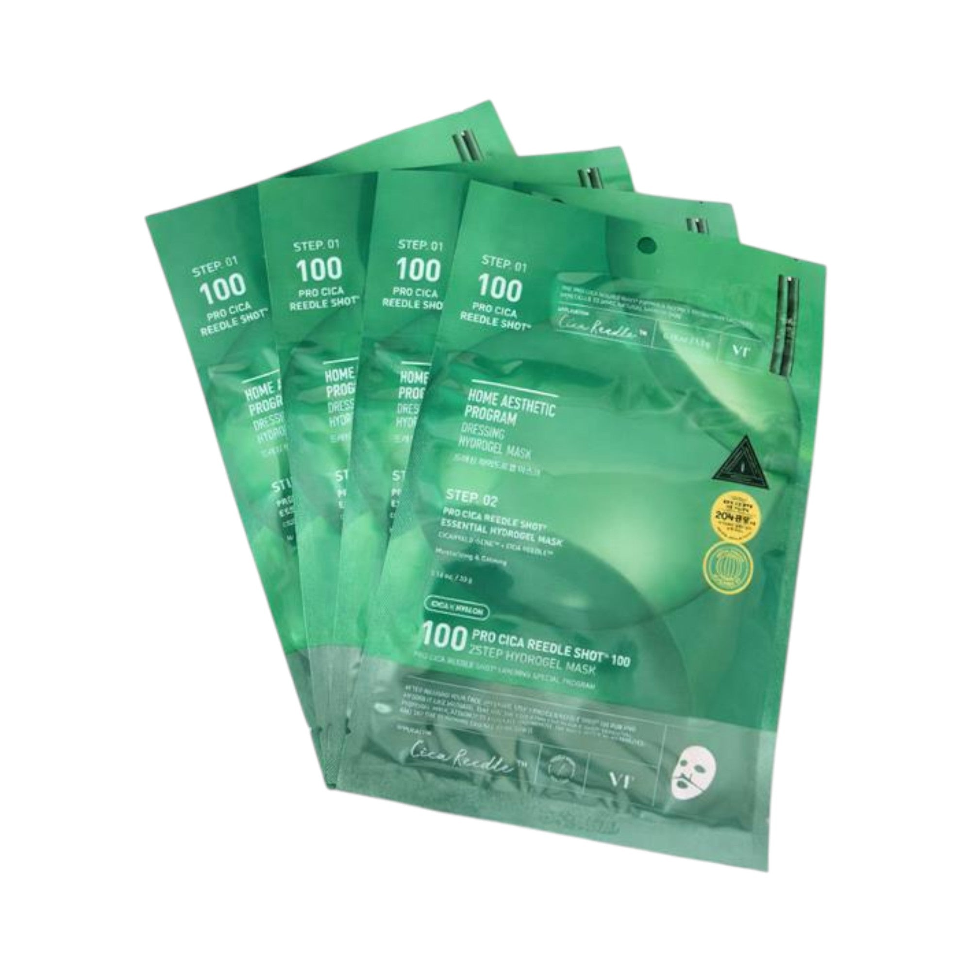 VT COSMETICS PRO CICA REEDLE SHOT 100 + HYDROGEL MASK Maschera viso lenitiva in due passaggi idrogel con microaghi 4 x 33 g #2