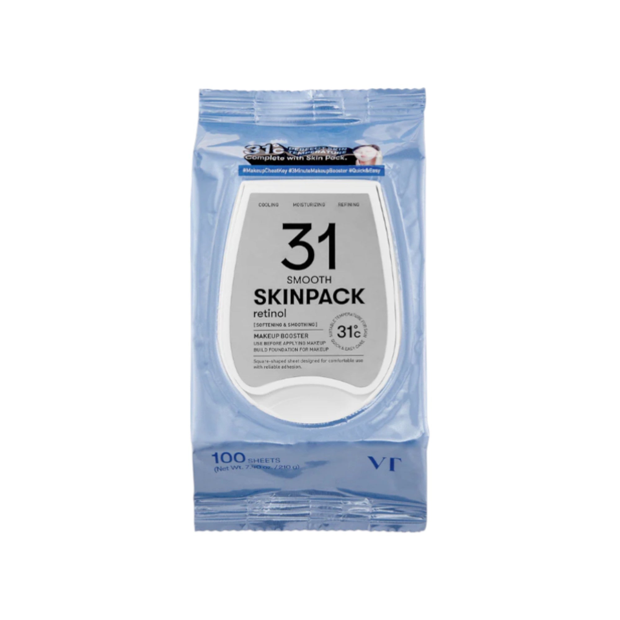 VT COSMETICS SKIN MASK PACK  SMOOTH Ensemble de coussinets apaisants pour le visage à effet lissant, 100 pcs.