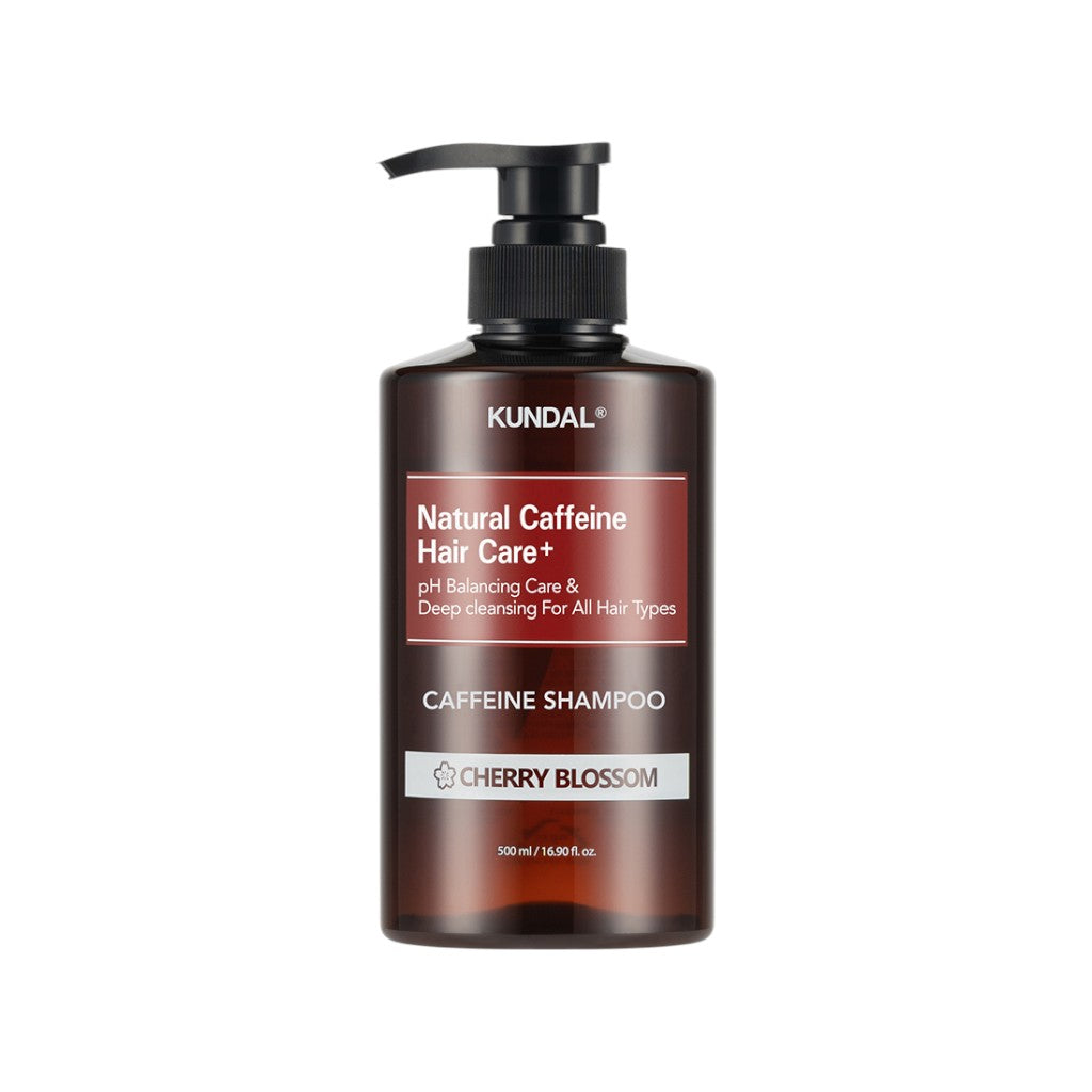 KUNDAL NATURAL CAFFEINE HAIR CARE+ Shampoo purificante per capelli tendenti alla caduta, Fiori di Ciliegio 500 ml