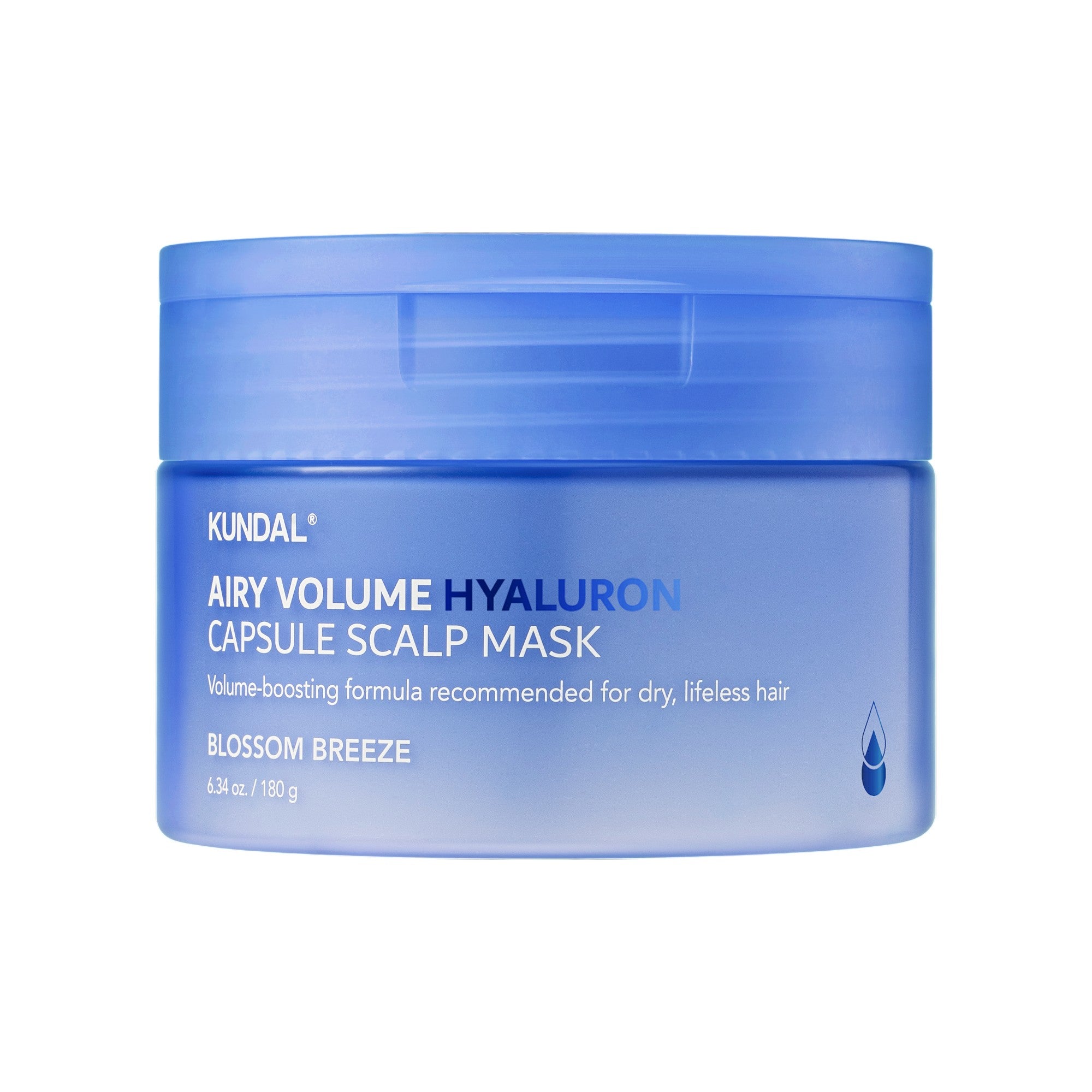KUNDAL AIRY VOLUME HYALURON CAPSULE SCALP Maschera leggera per capelli sottili Blossom Breeze 180 g