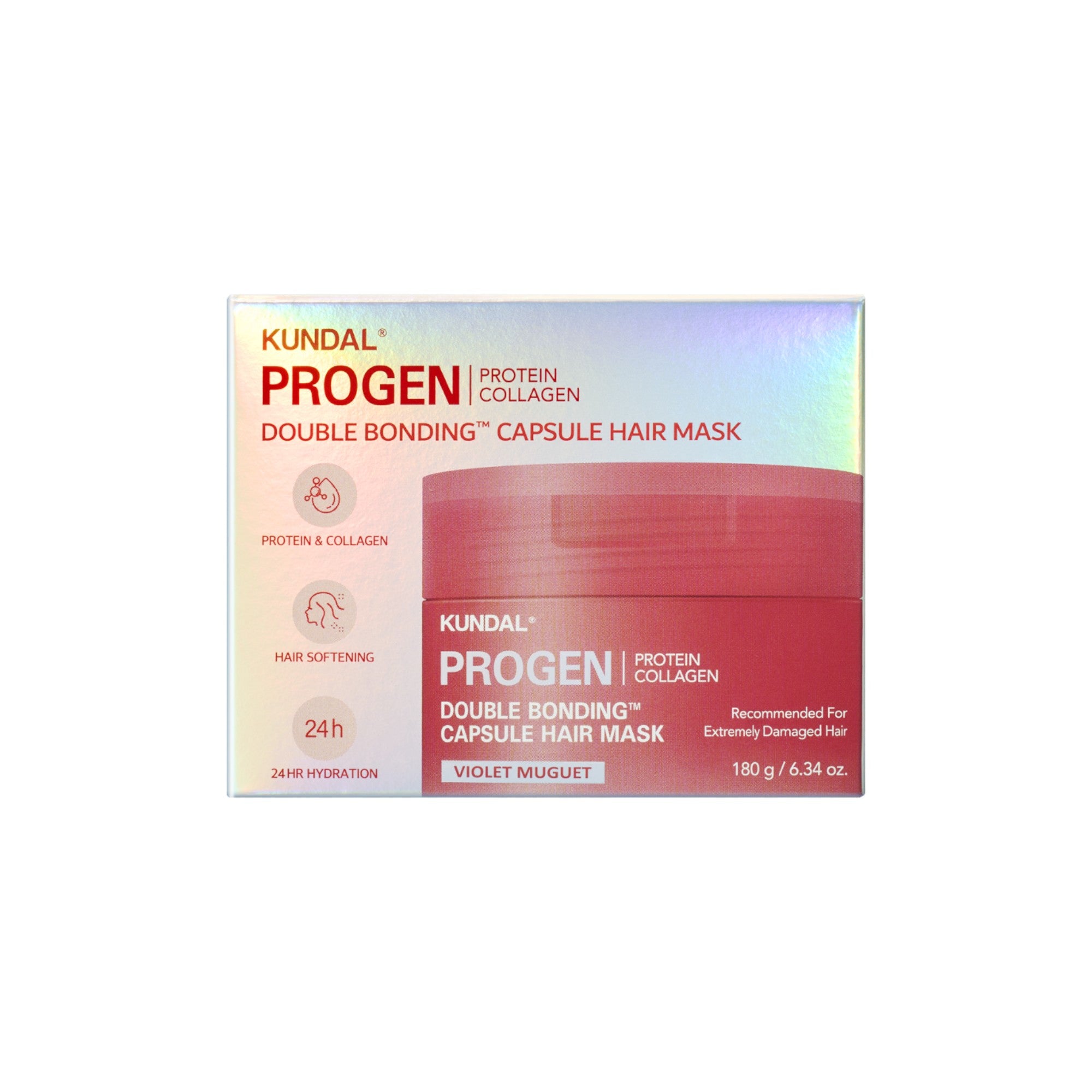 KUNDAL PROGEN DOUBLE BONDING CAPSULE Maschera intensivamente rigenerante che ricostruisce i legami dei capelli Violet Muguet 180 g #2