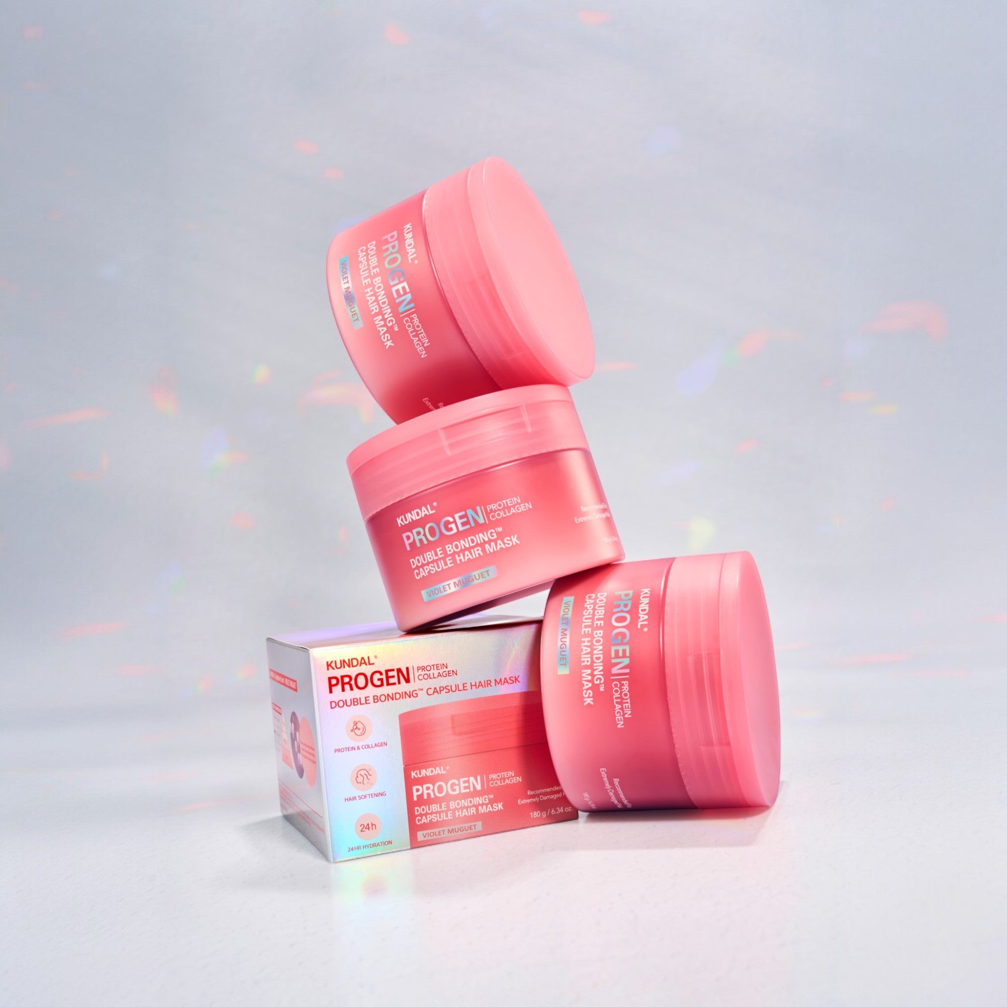 KUNDAL PROGEN DOUBLE BONDING CAPSULE Maschera intensivamente rigenerante che ricostruisce i legami dei capelli Violet Muguet 180 g #3