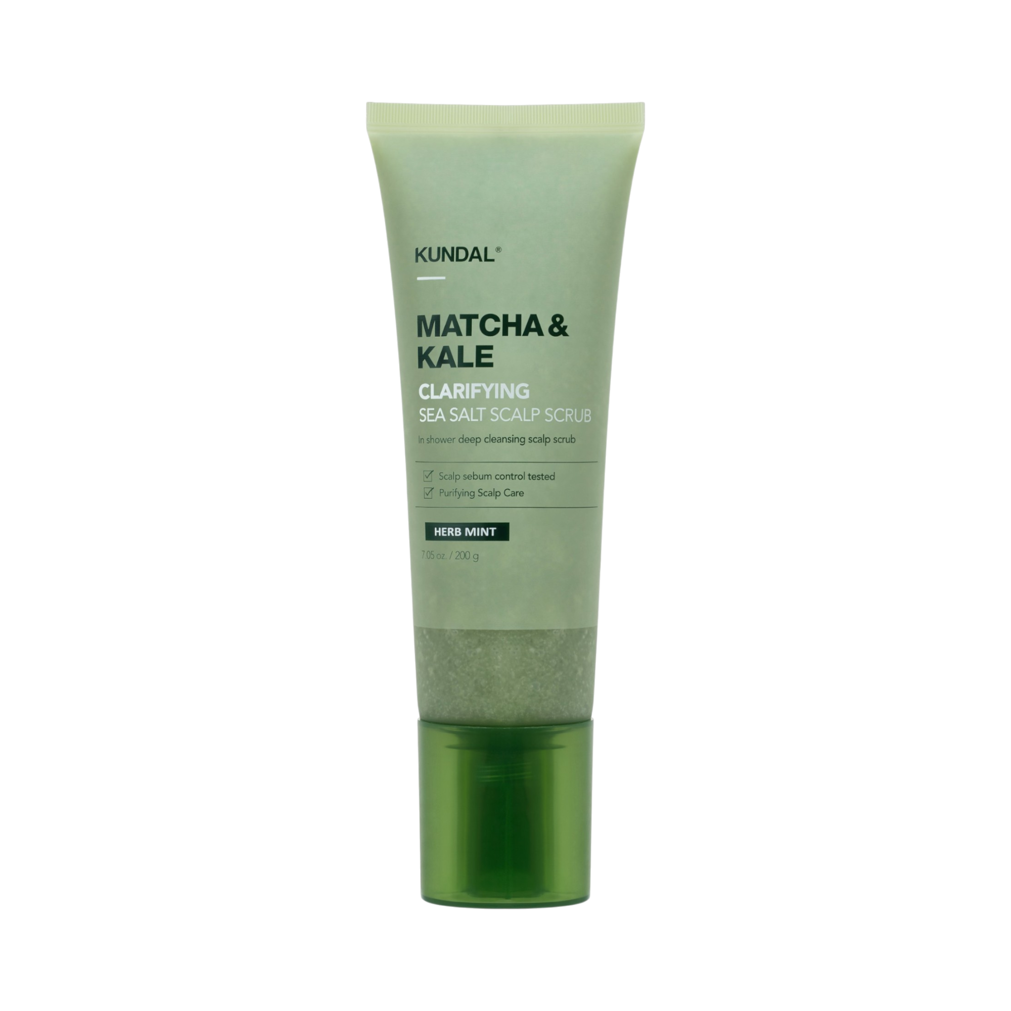 KUNDAL MATCHA&KALE CLARIFYING SEA SALT SCRUB Peeling tricologico del cuoio capelluto Menta alle erbe 200 g