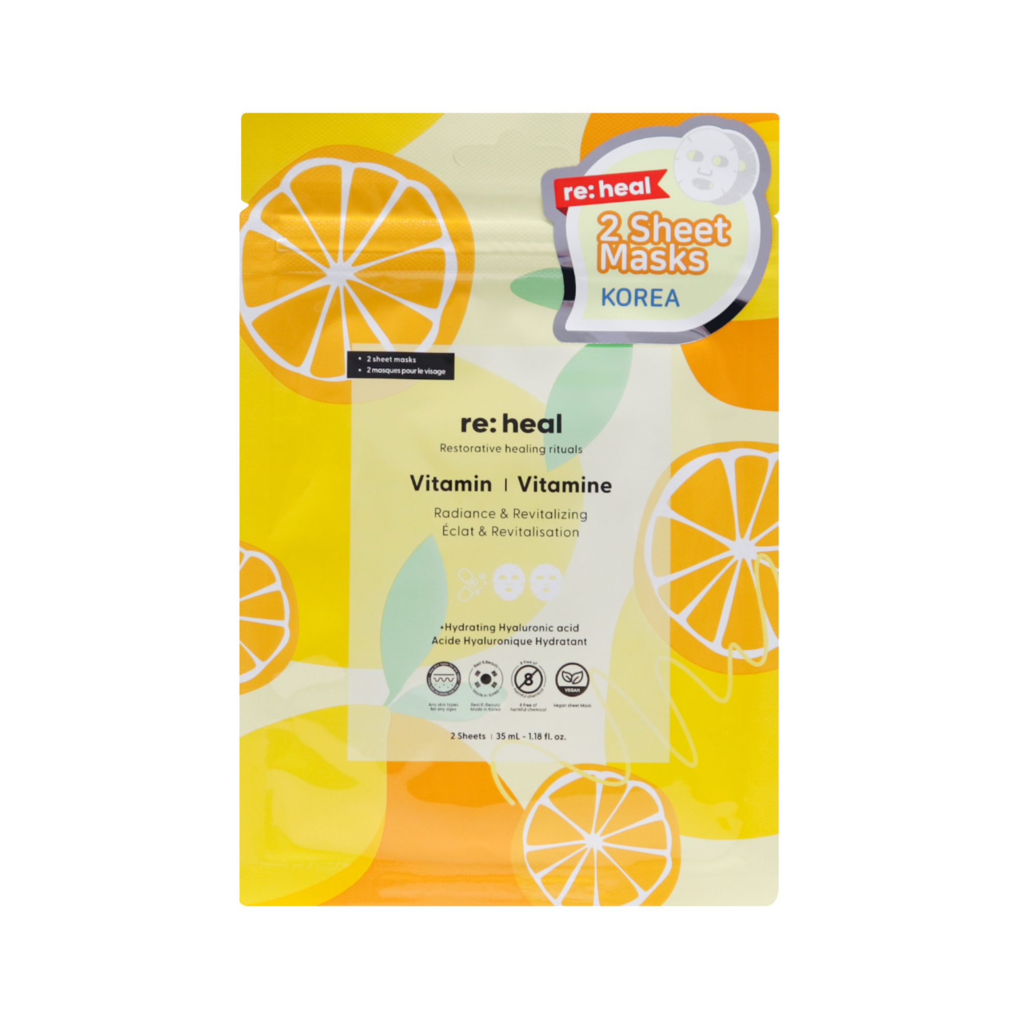 RE:HEAL VITAMIN plátková maska ​​– rozjasnění a revitalizace 35 ml (2 ks)