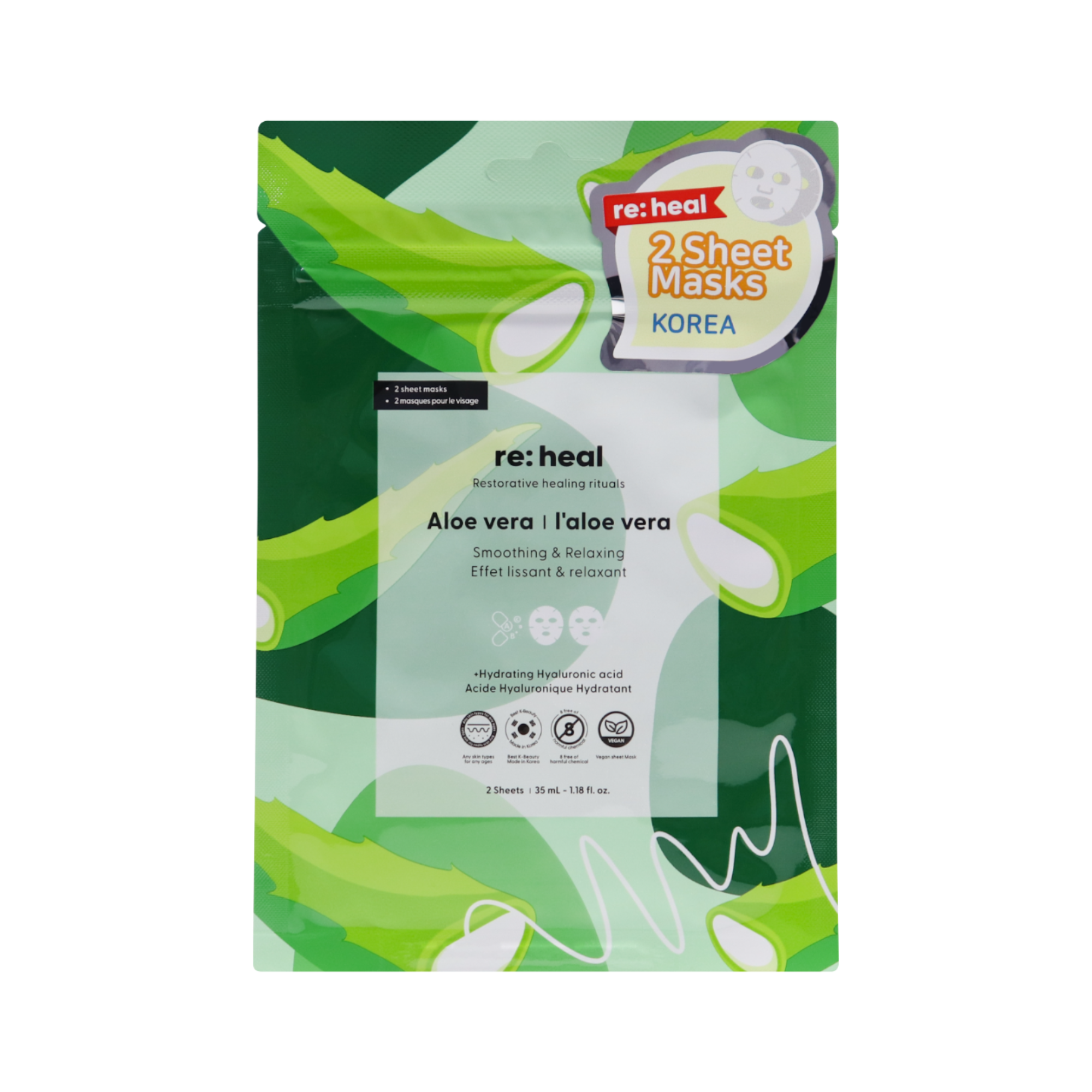 RE:HEAL Plechová maska – vyhlazující a relaxační 35 ml (2 ks)