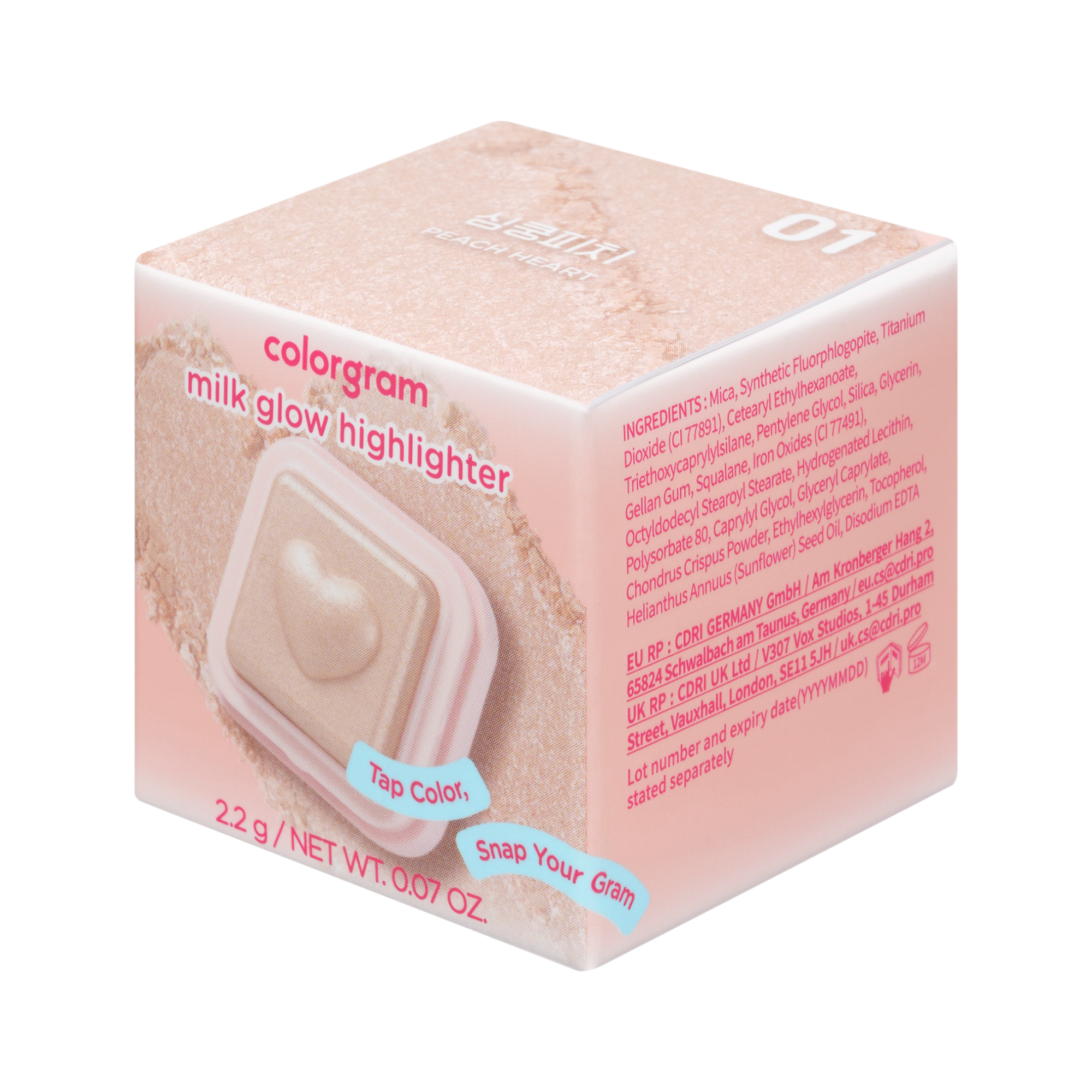 COLORGRAM MILK BLING HEARTLIGHTER Rozświetlacz do twarzy 2,2 g