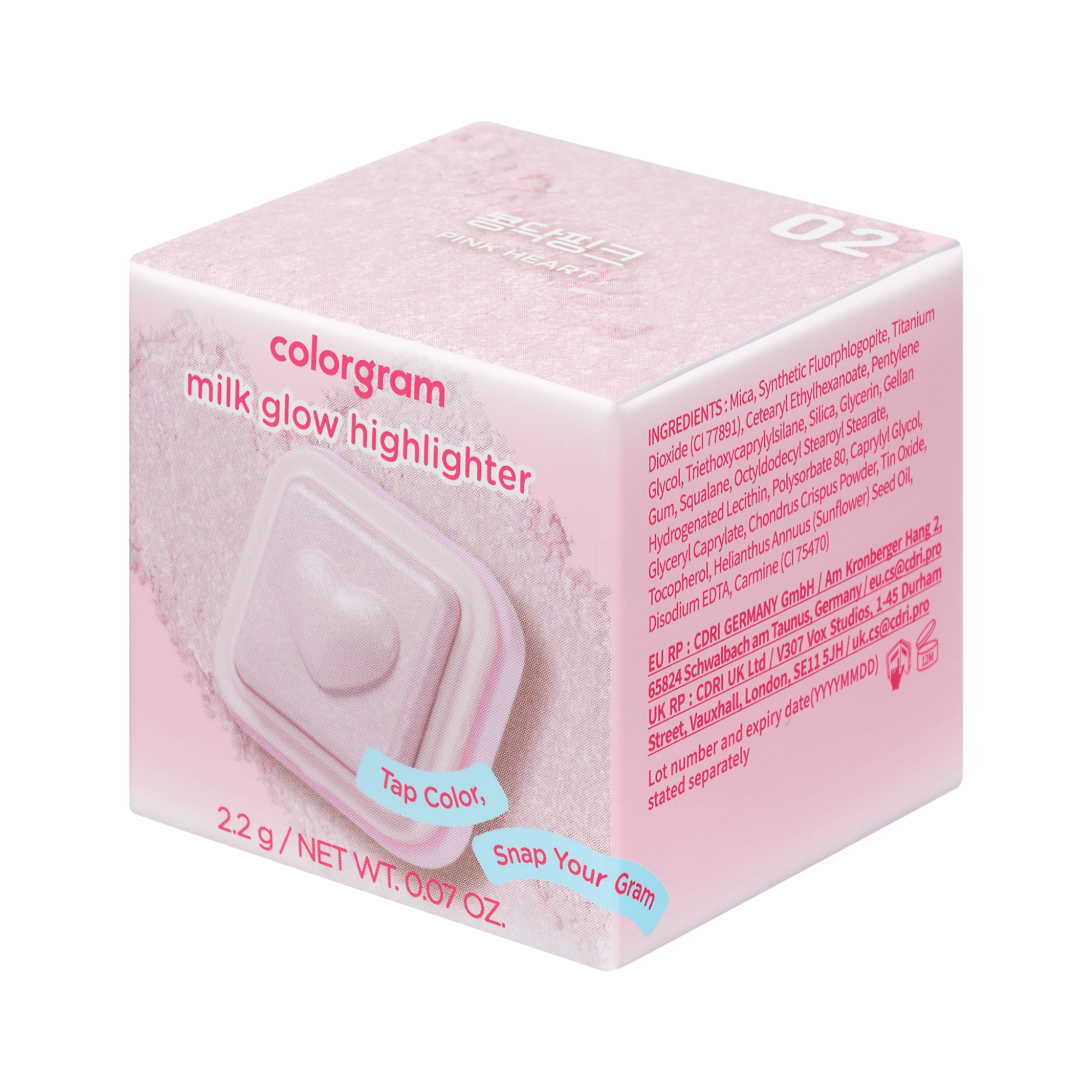 COLORGRAM MILK BLING HEARTLIGHTER Rozświetlacz do twarzy 2,2 g #3