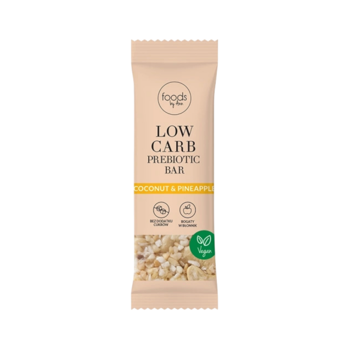 LEVANN FOODS BY ANN Barretta prebiotica a basso contenuto di carboidrati, Cocco e Ananas 35 g