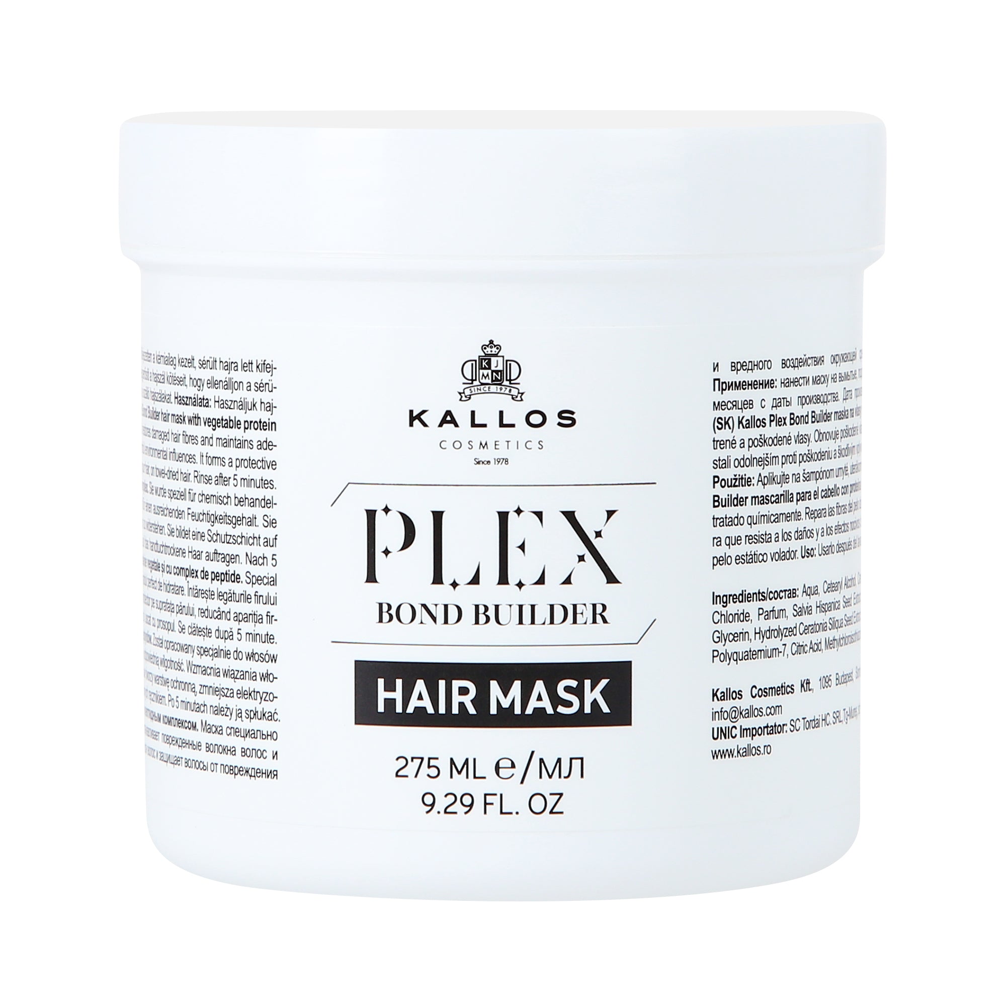 KALLOS PLEX BOND BUILDER Maschera per capelli con proteine vegetali e complesso peptidico 270ml