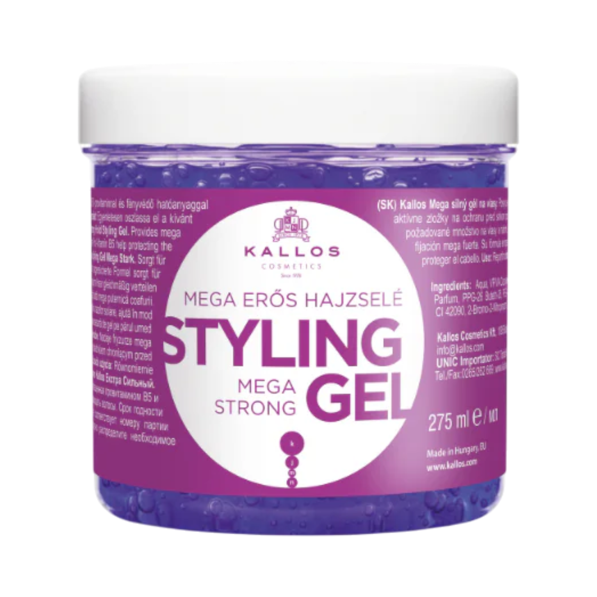 KALLOS EROS MEGA STRONG HOLD Żel do stylizacji włosów mega strong 275 ml