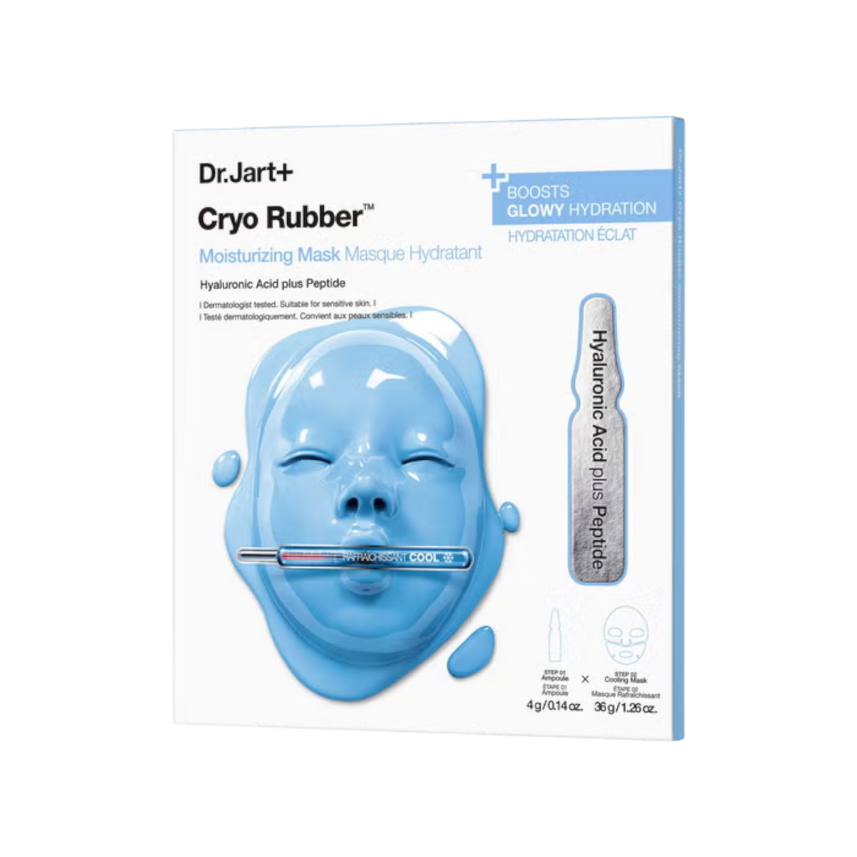 DR. JART+ CRYO RUBBER MOISTURISING HYDROGEL MASK Maschera idrogel ad idratazione intensiva con acido ialuronico 4 g + 40 g