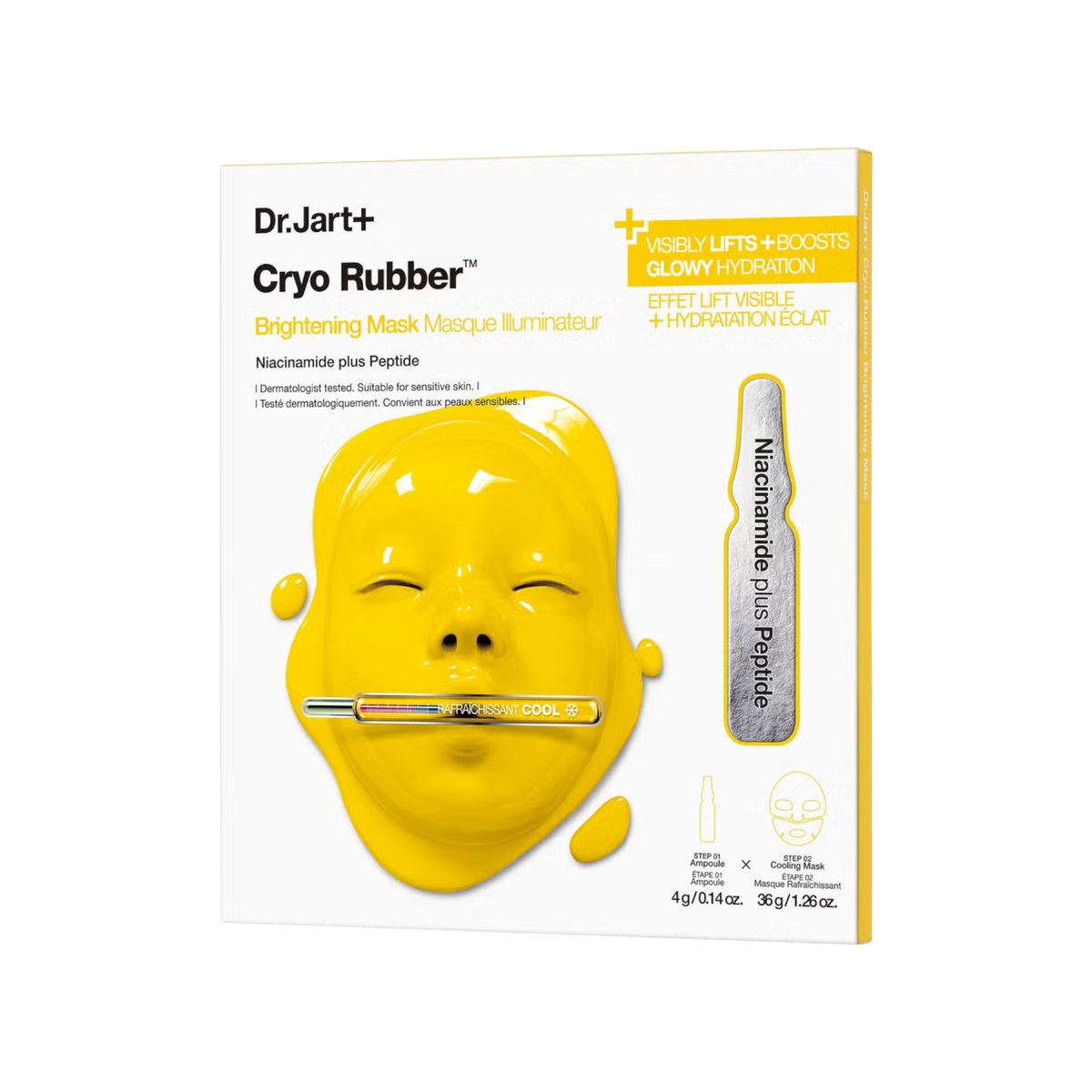 DR. JART+ CRYO RUBBER BRIGHTENING HYDROGEL MASK Maschera idrogel illuminante con niacinamide 4 g + 40 g