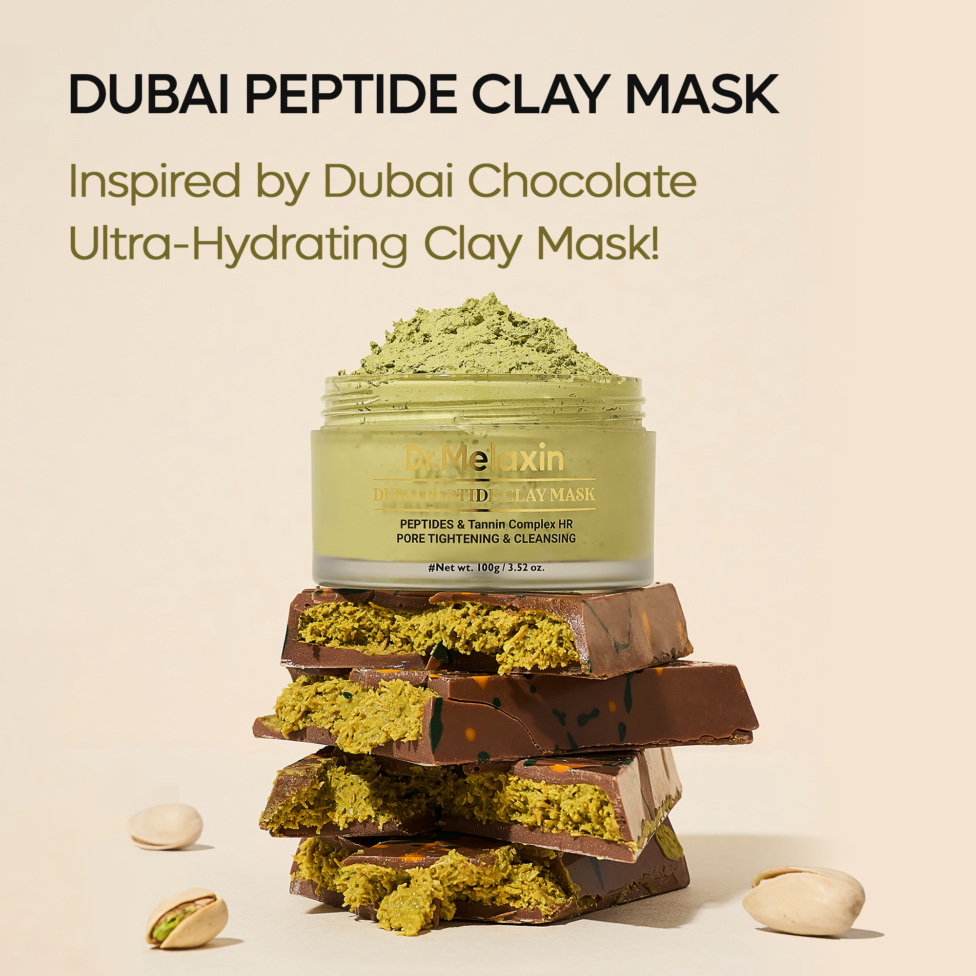 DR. MELAXIN DUBAI PEPTIDE CLAY MASK Čistící jílová maska redukující přebytečný kožní maz 100 g #5