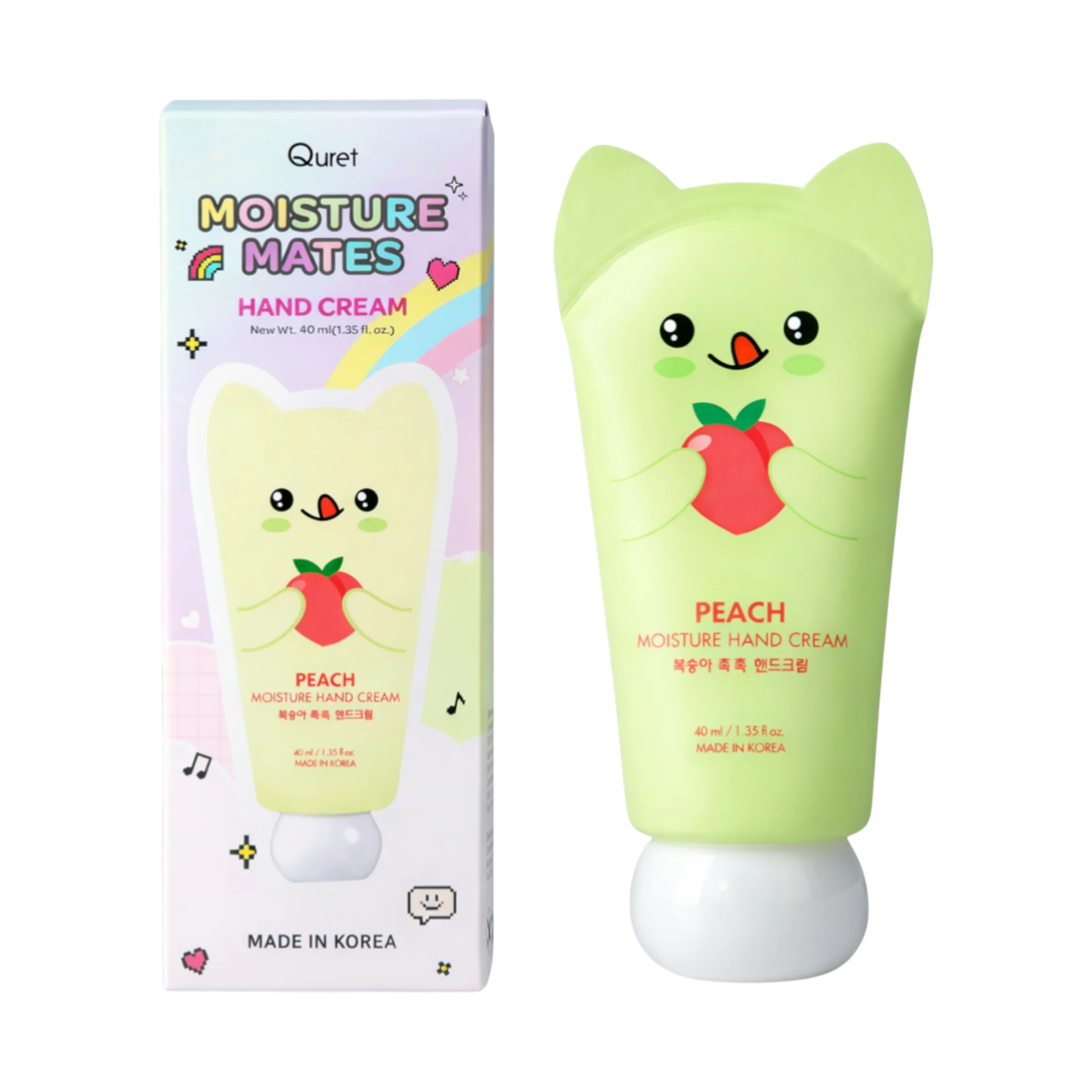QURET Crema mani idratante con acido ialuronico, Pesca 40 ml