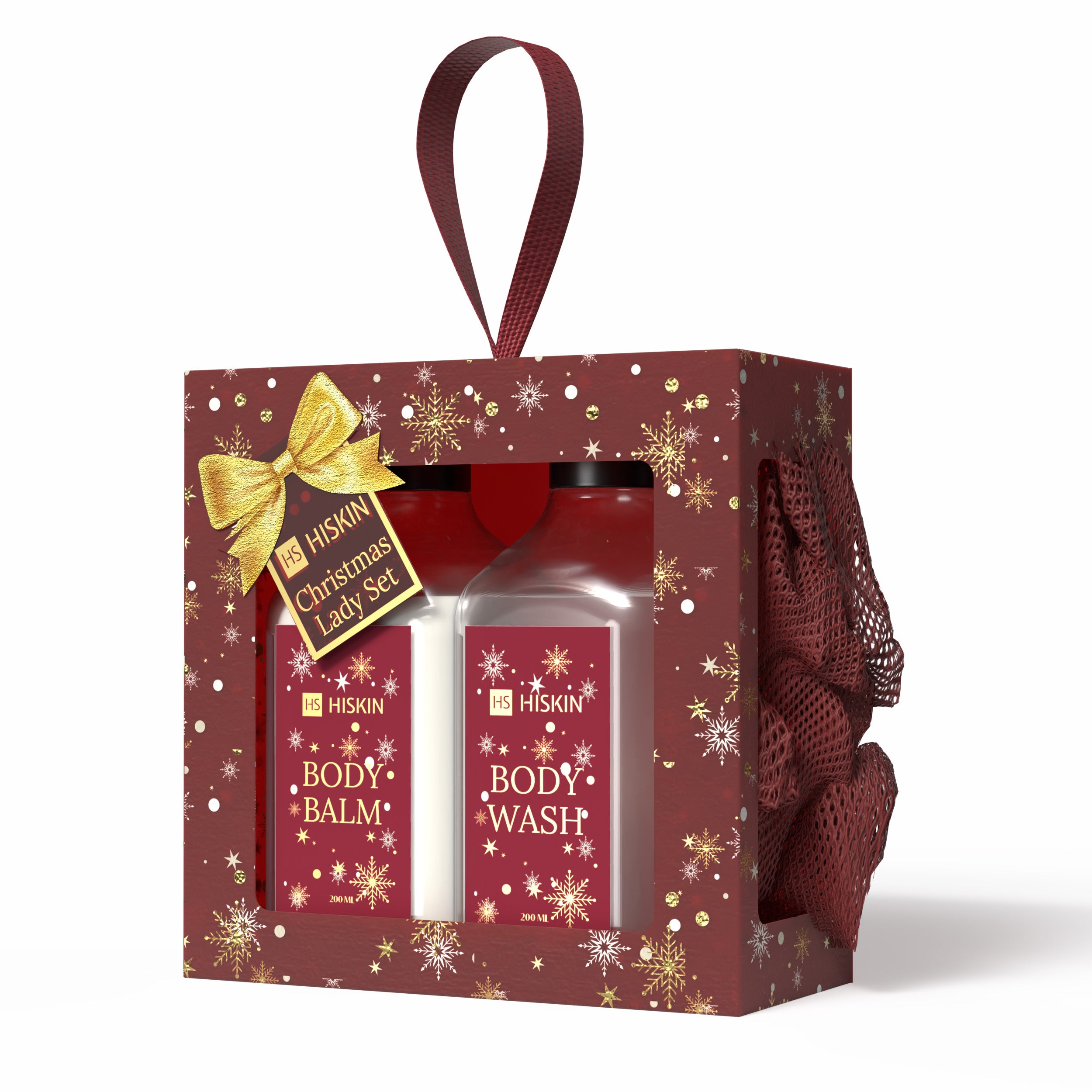 HISKIN CHRISTMAS LADY SET BURGUNDY Cofanetto regalo di cosmetici natalizi