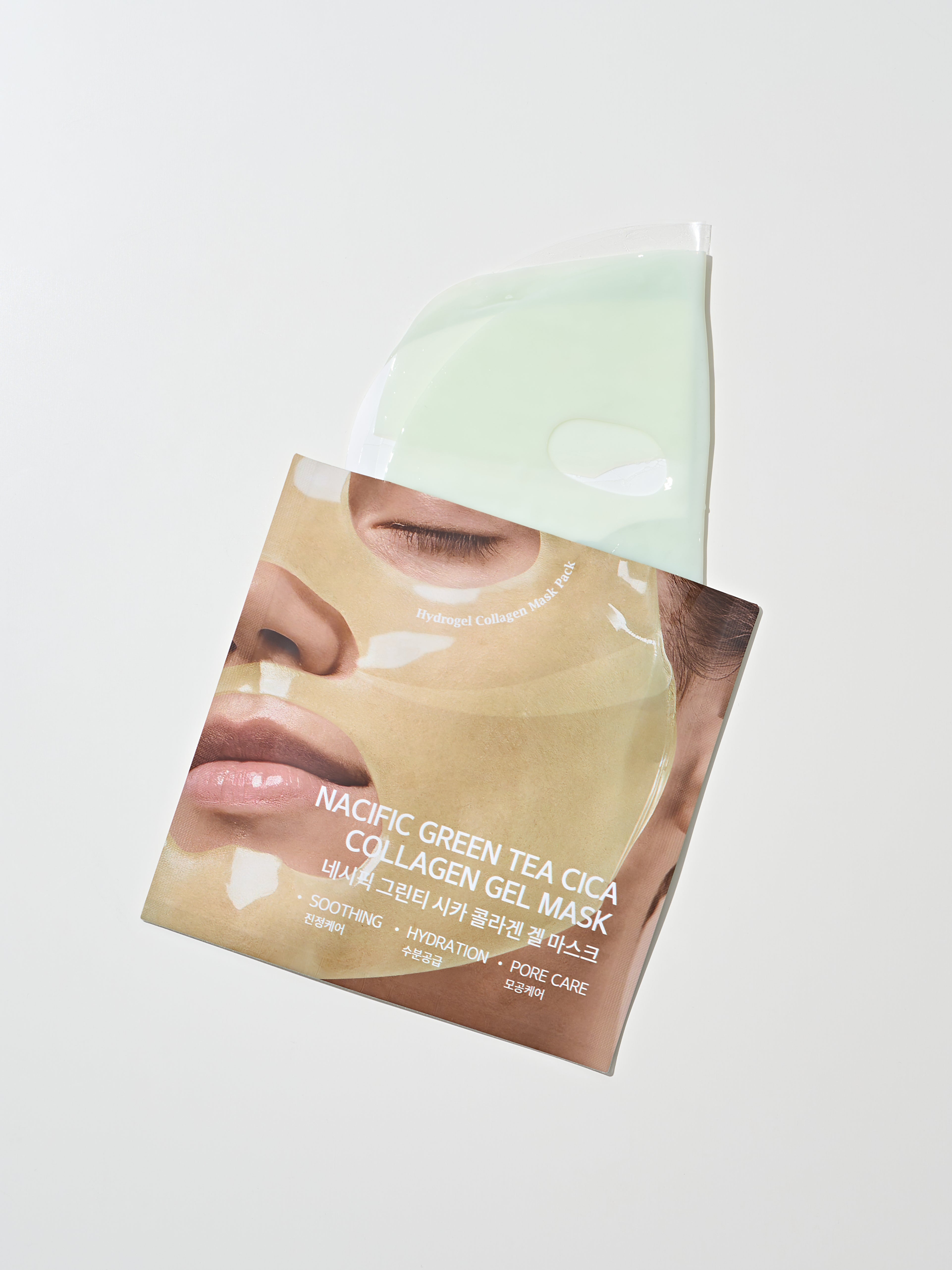 NACIFIC GREEN TEA Cica Collagen Gel Mask – maschera viso idrogel lenitiva e idratante (4 × 35 g) #2