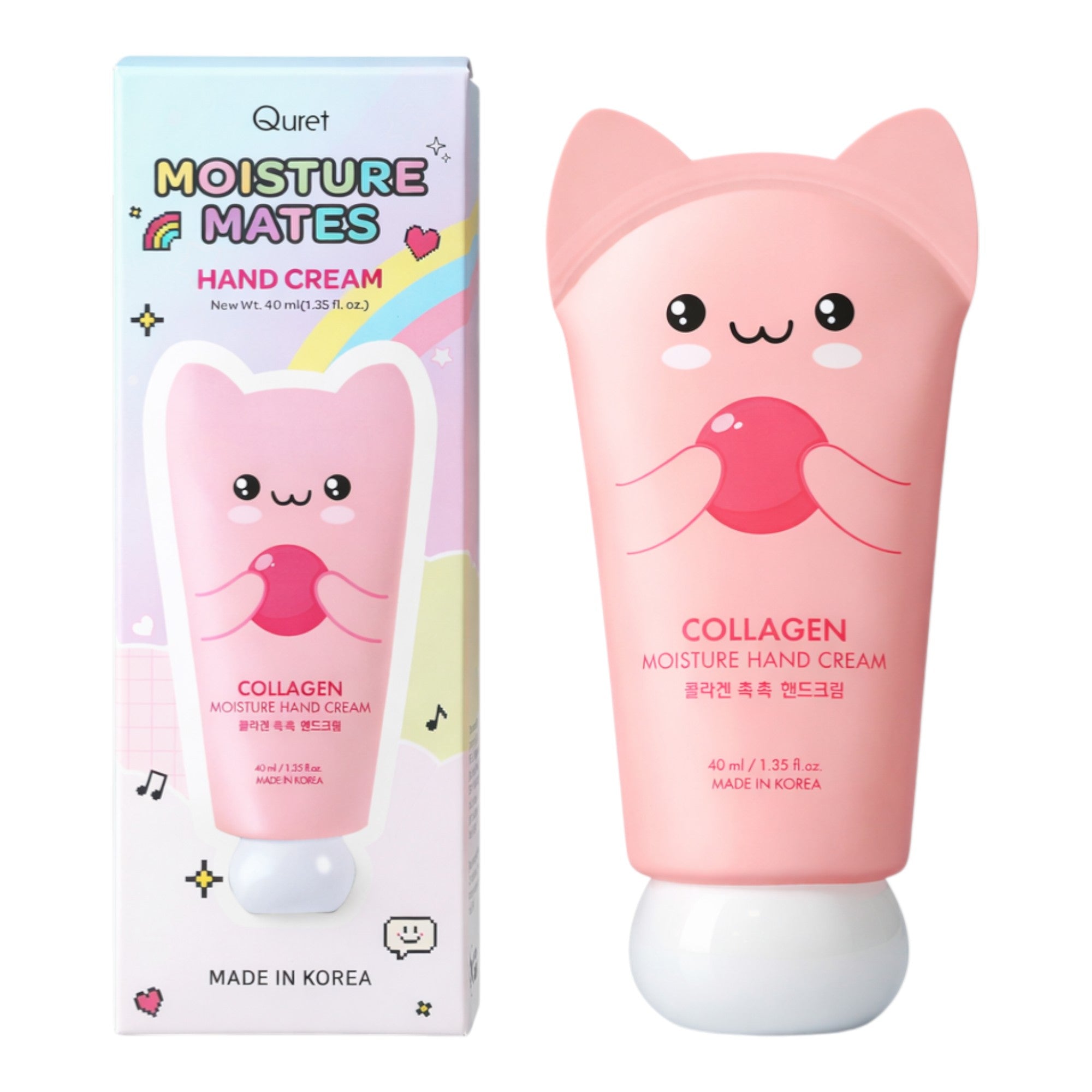 QURET Crème mains hydratante à l'acide hyaluronique et au collagène, Fraise 40 ml