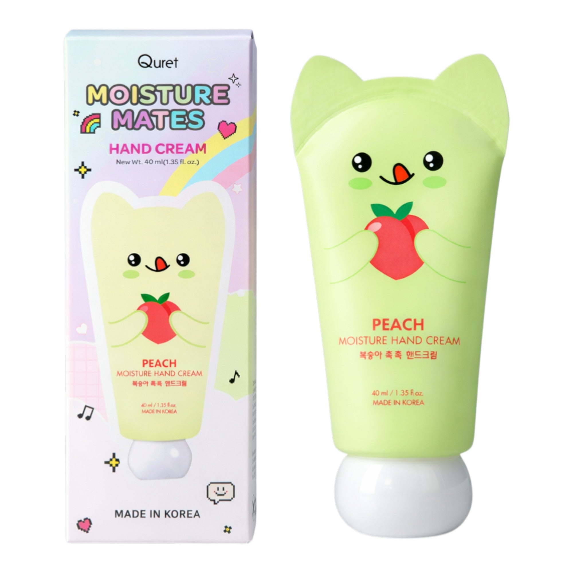 QURET Crème mains hydratante à l'acide hyaluronique, Pêche 40 ml