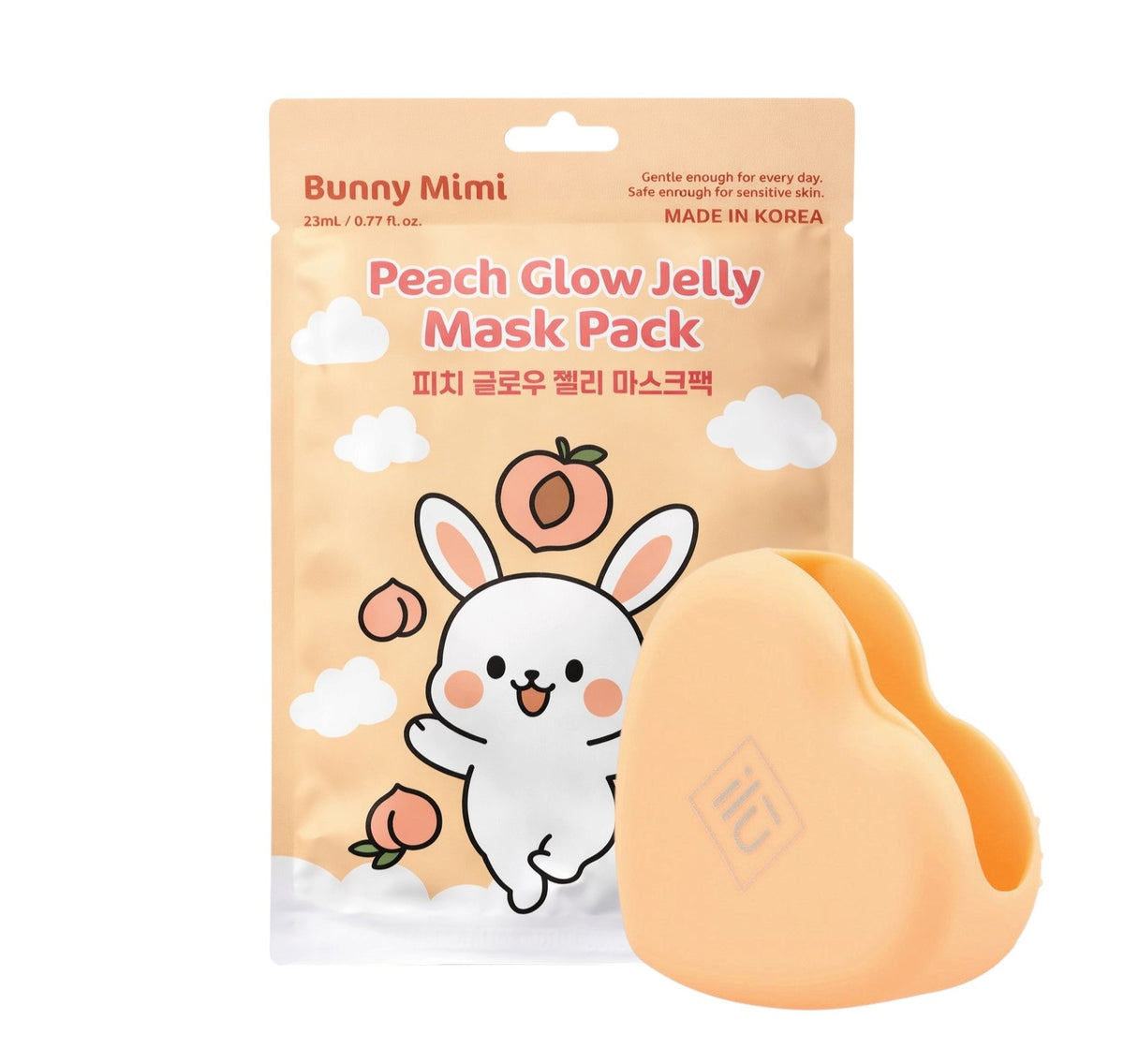 GWP Zestaw, GWP ilū Czyścik do pędzli, Pomarańczowy + BUNNY MIMI PEACH GLOW Maseczka do twarzy 23 ml