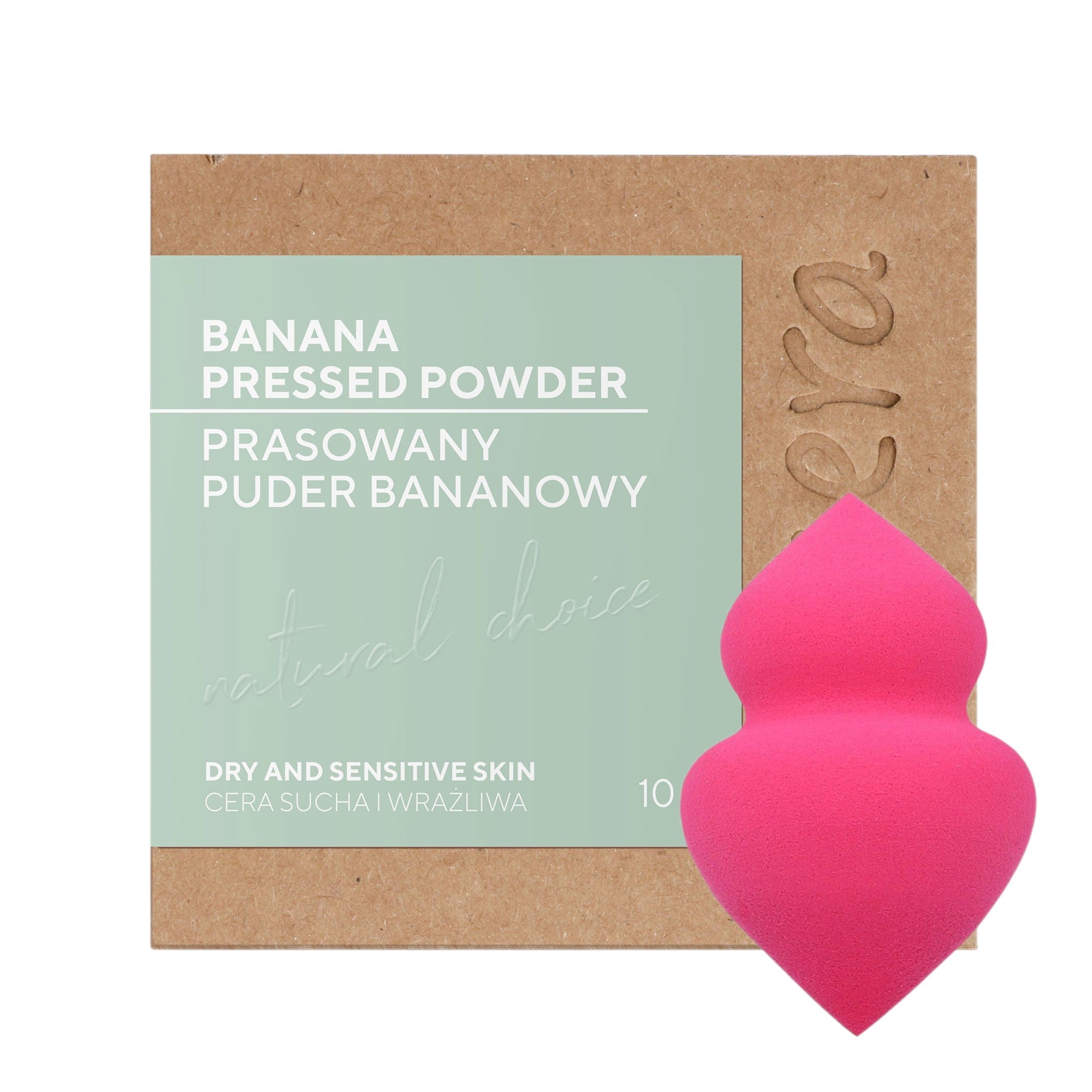 ECOCERA NATURAL CHOICE Banana in polvere pressata 10 g + MIMO Spugna per trucco con due estremità, Rosa