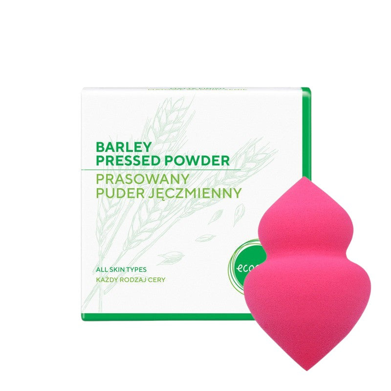 ECOCERA Polvere d'orzo pressata 10 g + MIMO Spugna trucco con due estremità, Rosa
