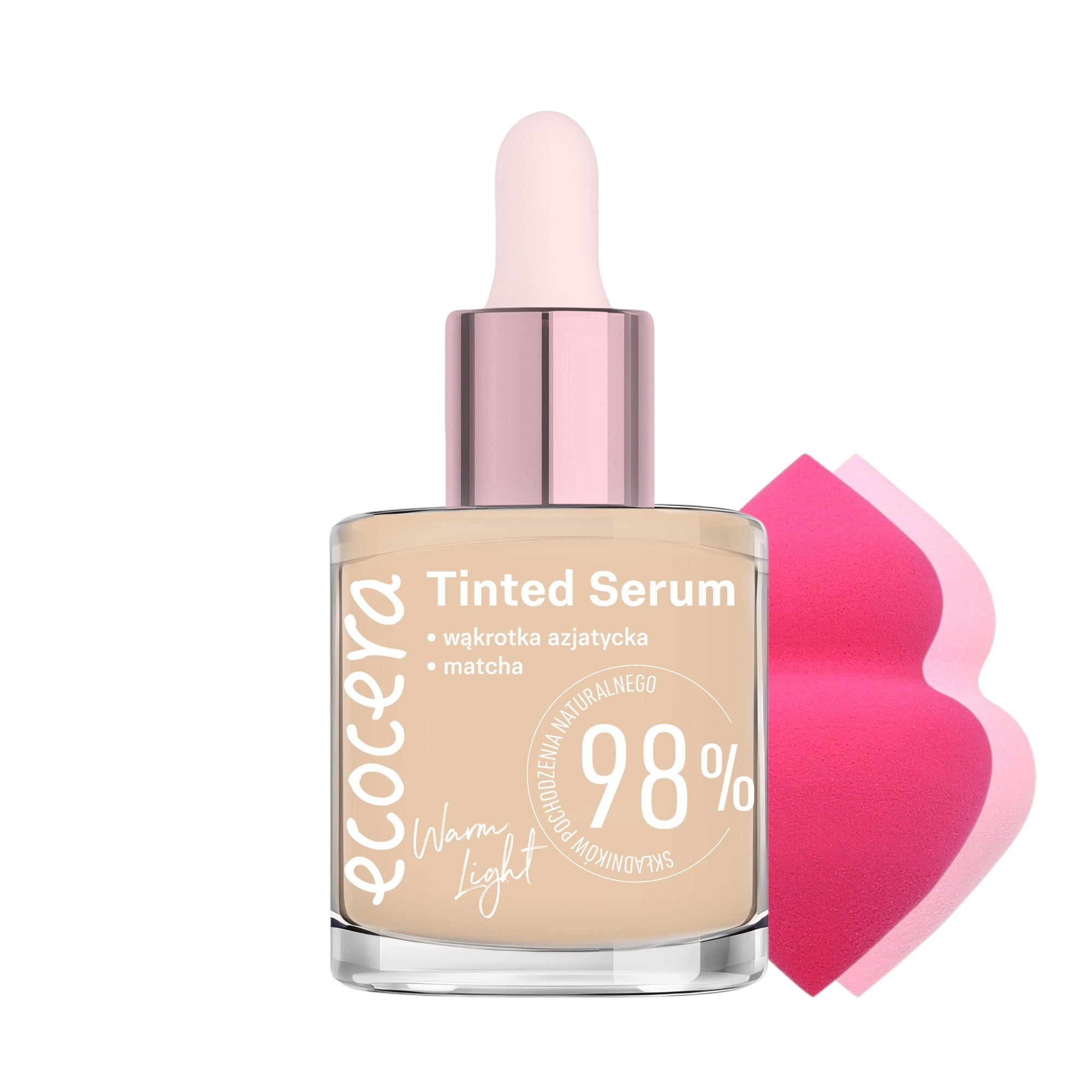 ECOCERA TINTED SERUM Siero colorante nel fondotinta, Neutro Fiera 30 ml + 2x MIMO Spugnetta per il trucco con due estremità