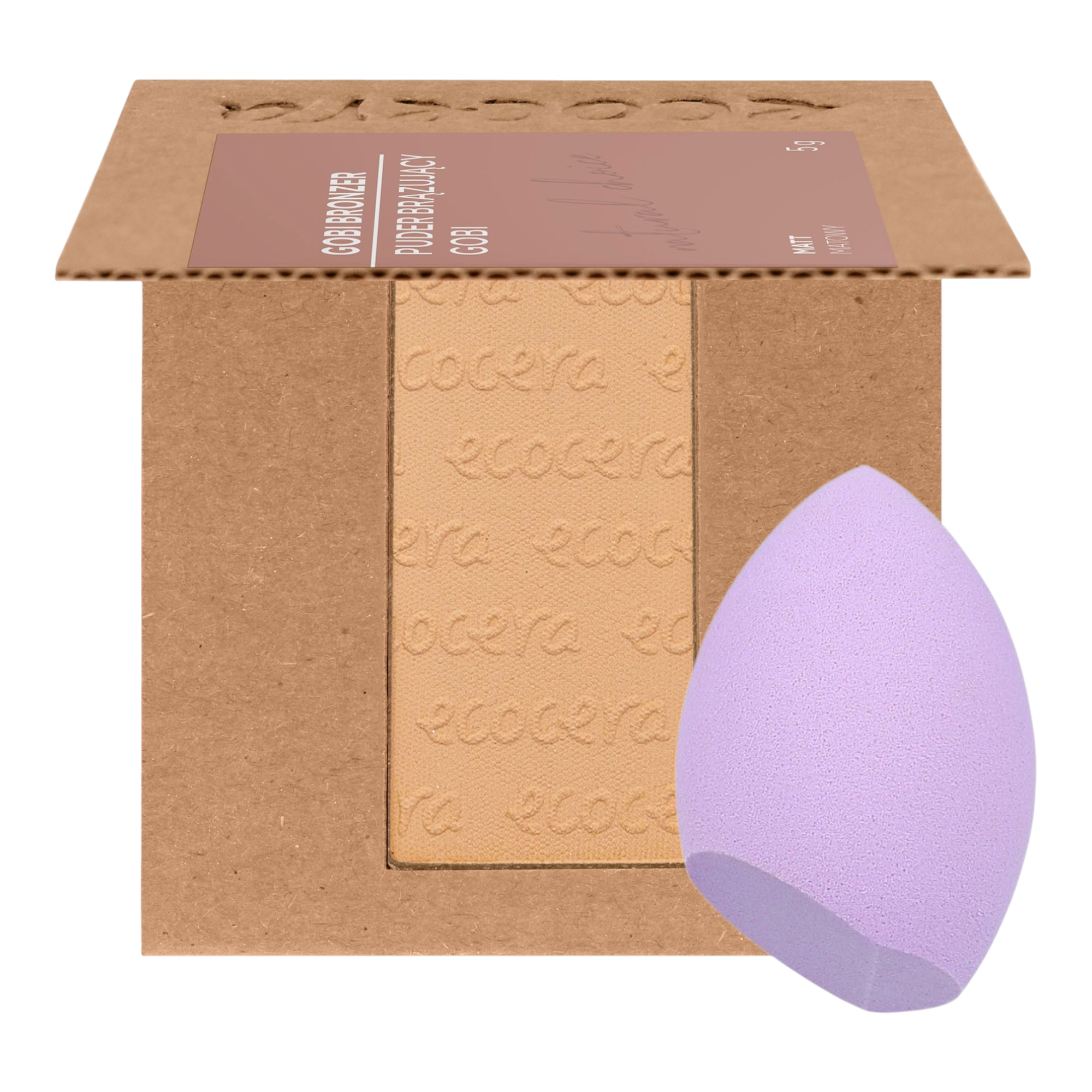 ECOCERA NATURAL CHOICE Polvere abbronzante, Gobi 5 g + MIMO Spugna per trucco, Taglio olivastro, Viola chiaro