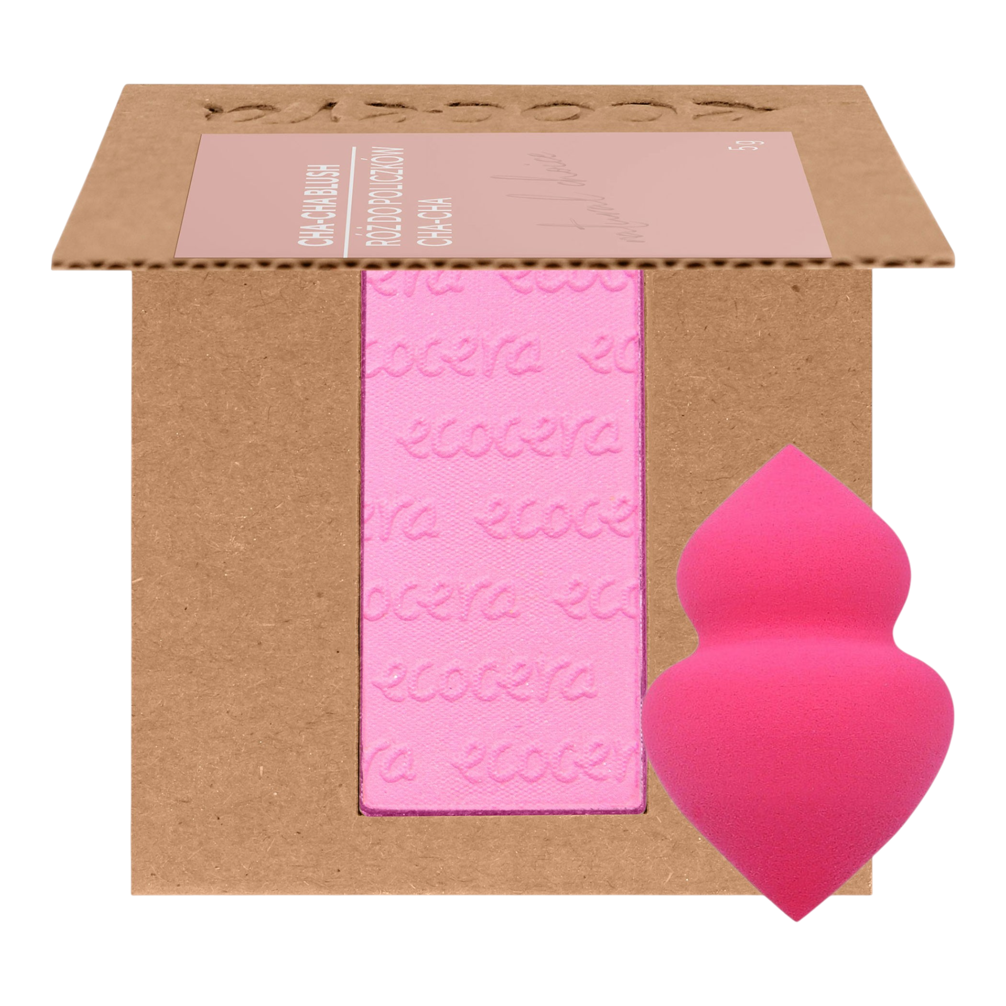 ECOCERA NATURAL CHOICE Fard, Cha-Cha 5 g + MIMO Spugna per trucco con due estremità, Rosa