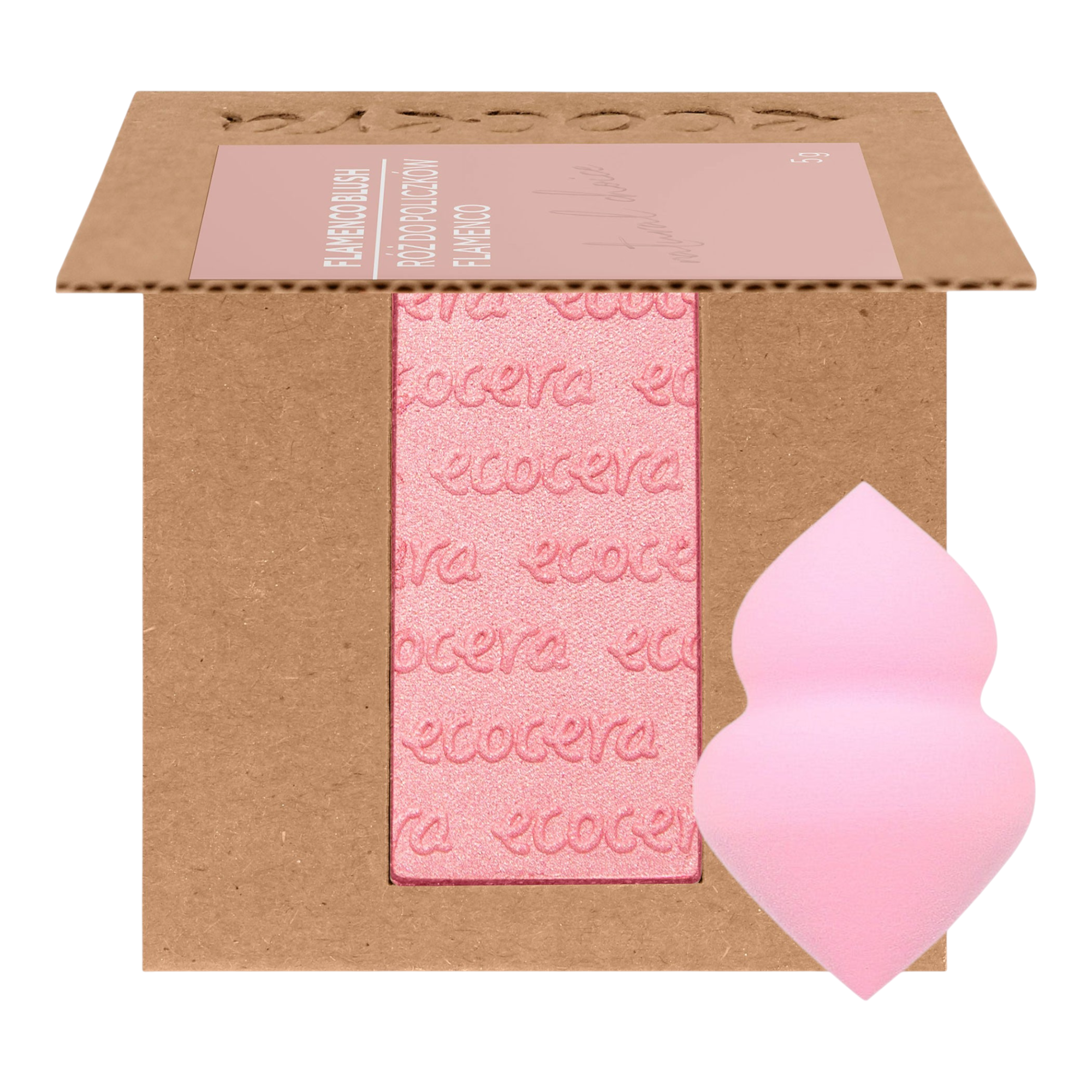 ECOCERA NATURAL CHOICE Fard, Flamenco 5 g + MIMO Spugna per trucco con due estremità, Rosa chiaro