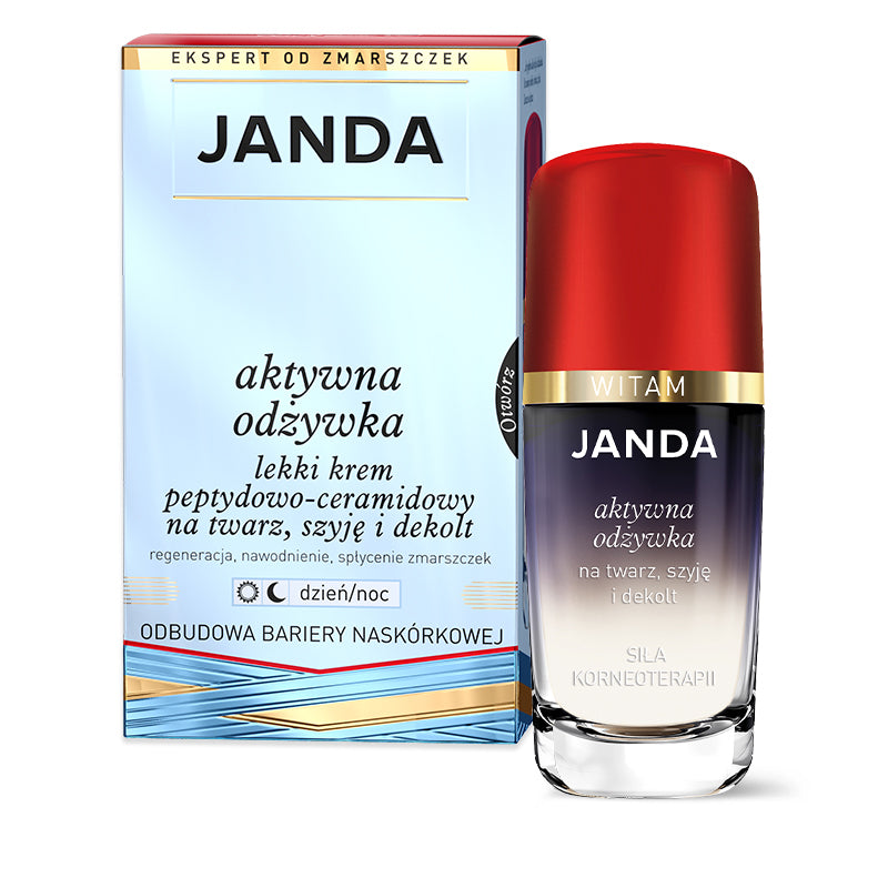 JANDA AKTYWNA ODŻYWKA Lekki krem peptydowo-ceramidowy na twarz szyję i dekolt 50ml