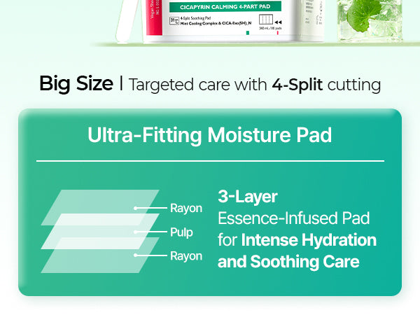 DR.MELAXIN CICAPYRIN CALMING 4-PART PAD Dischetti lenitivi per il viso con complesso rinfrescante 80 pz. (340 ml) #6