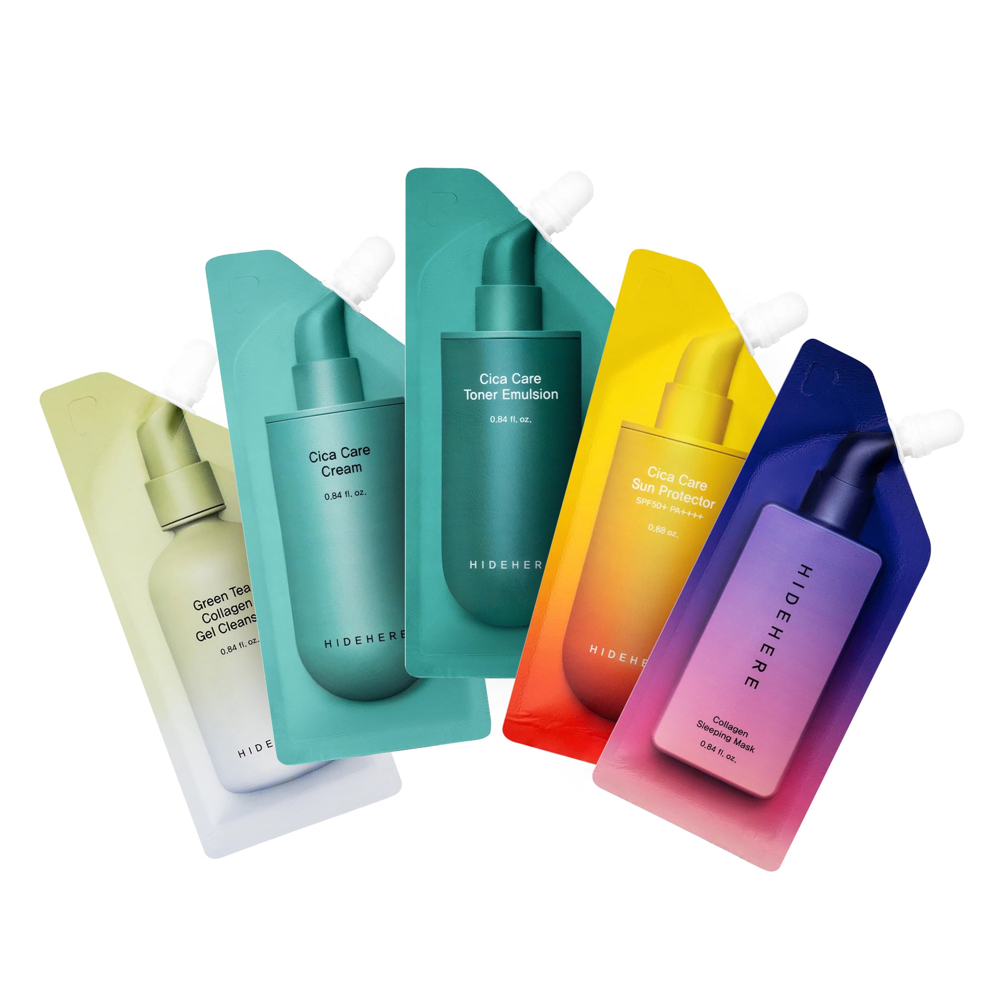 HIDEHERE DAY ROUTINE SET GREEN Set di cura della pelle coreana in cinque fasi