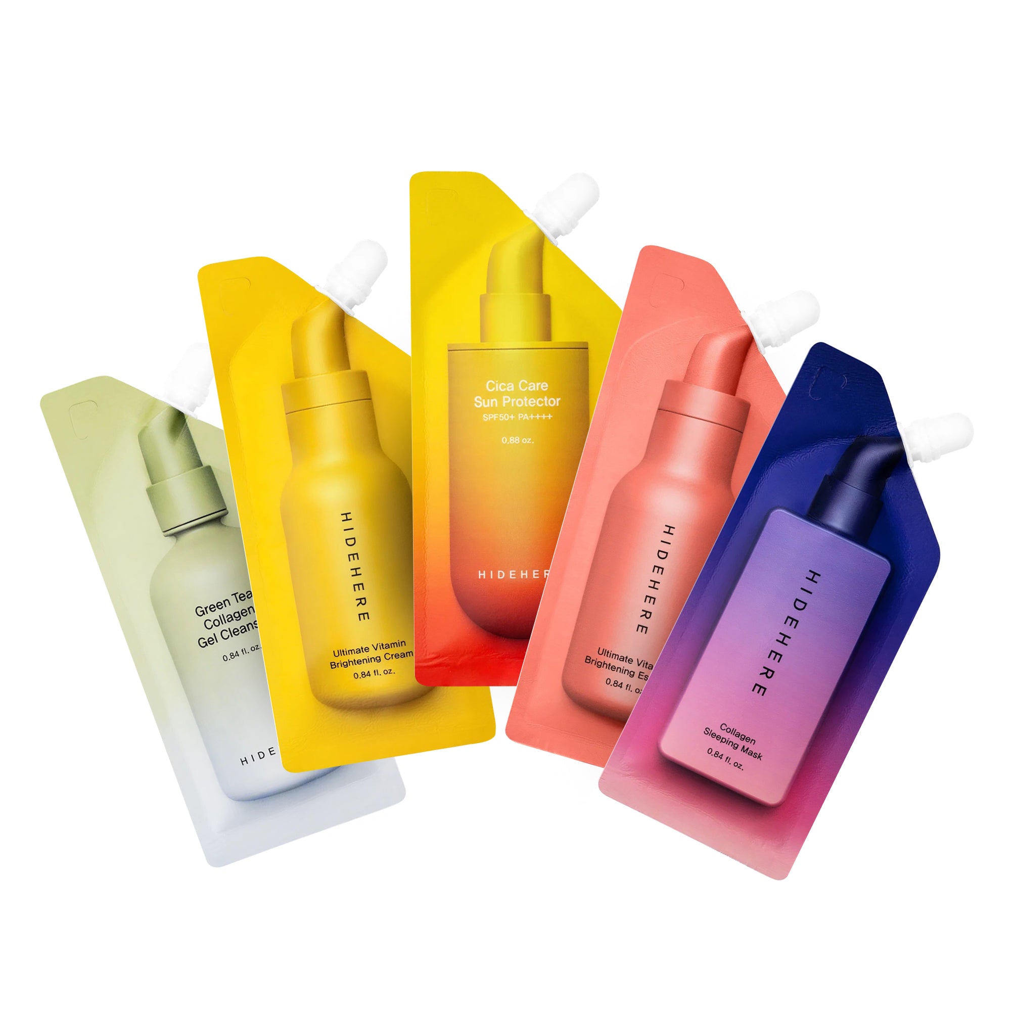 HIDEHERE DAY ROUTINE SET YELOW Set coreano per la cura della pelle in cinque fasi