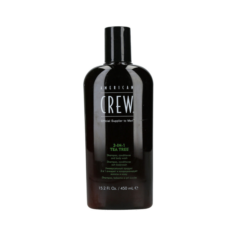 AMERICAN CREW Tea Tree Shampoo per capelli, balsamo e bagnoschiuma 3 in 1 450ml