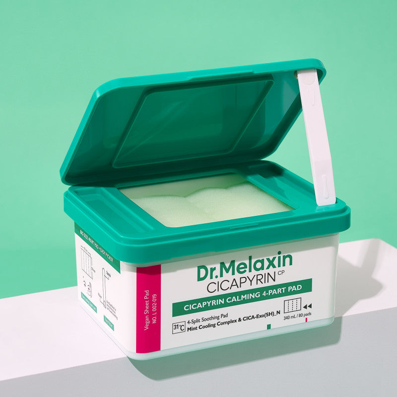 DR.MELAXIN CICAPYRIN CALMING 4-PART PAD Dischetti lenitivi per il viso con complesso rinfrescante, 80 pz. (340 ml)