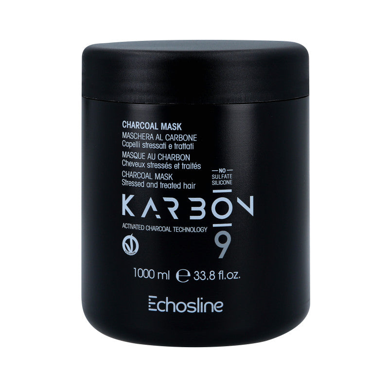 ECHOSLINE KARBON 9 CHARCOAL VEGAN ORGANIC Maschera vegana rigenerante intensiva per capelli danneggiati 1000ml