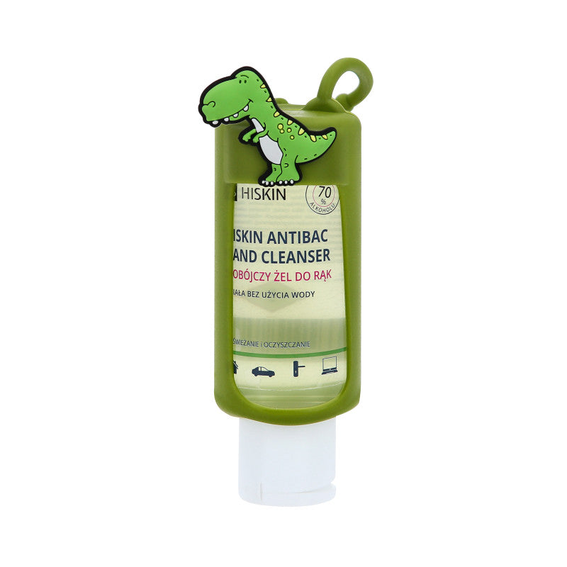 HISKIN ANTIBAC Gel mani biocida al profumo di mango in astuccio, Dinosauro 75ml