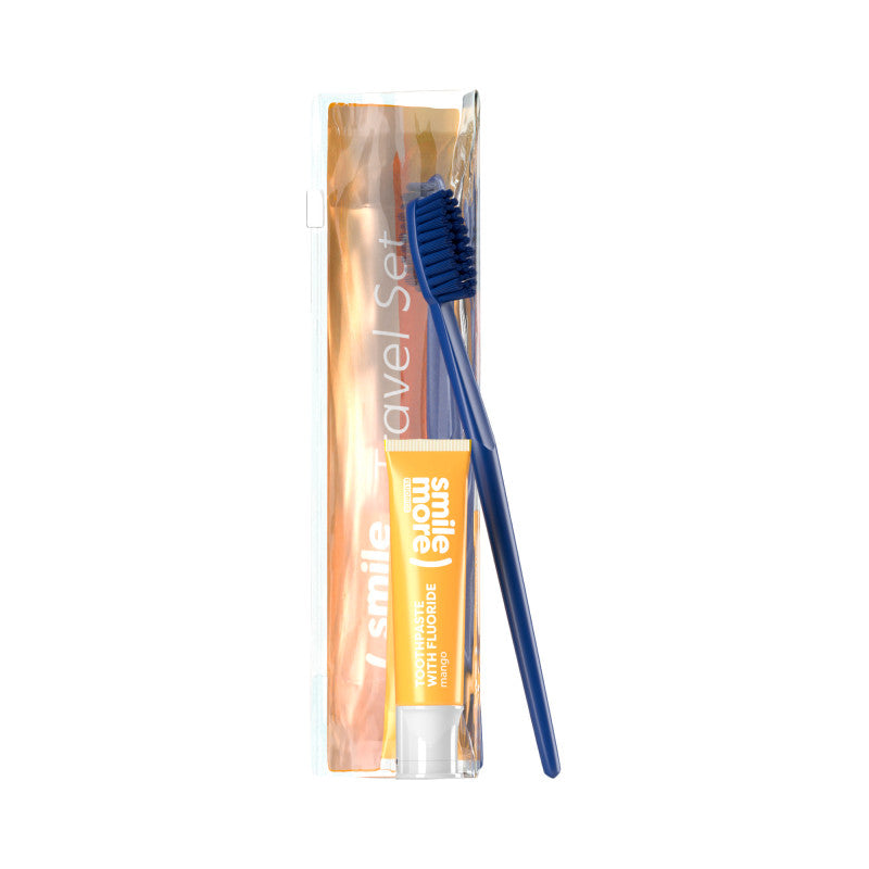 HISKIN DENTAL SMILE MORE Set da viaggio, spazzolino + dentifricio Mango 30 ml
