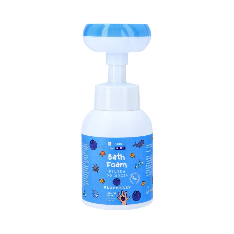 HISKIN FOR KIDS Schiuma blu per lavare mani e corpo per bambini al profumo di frutti di bosco, impronta di zampa, 300ml